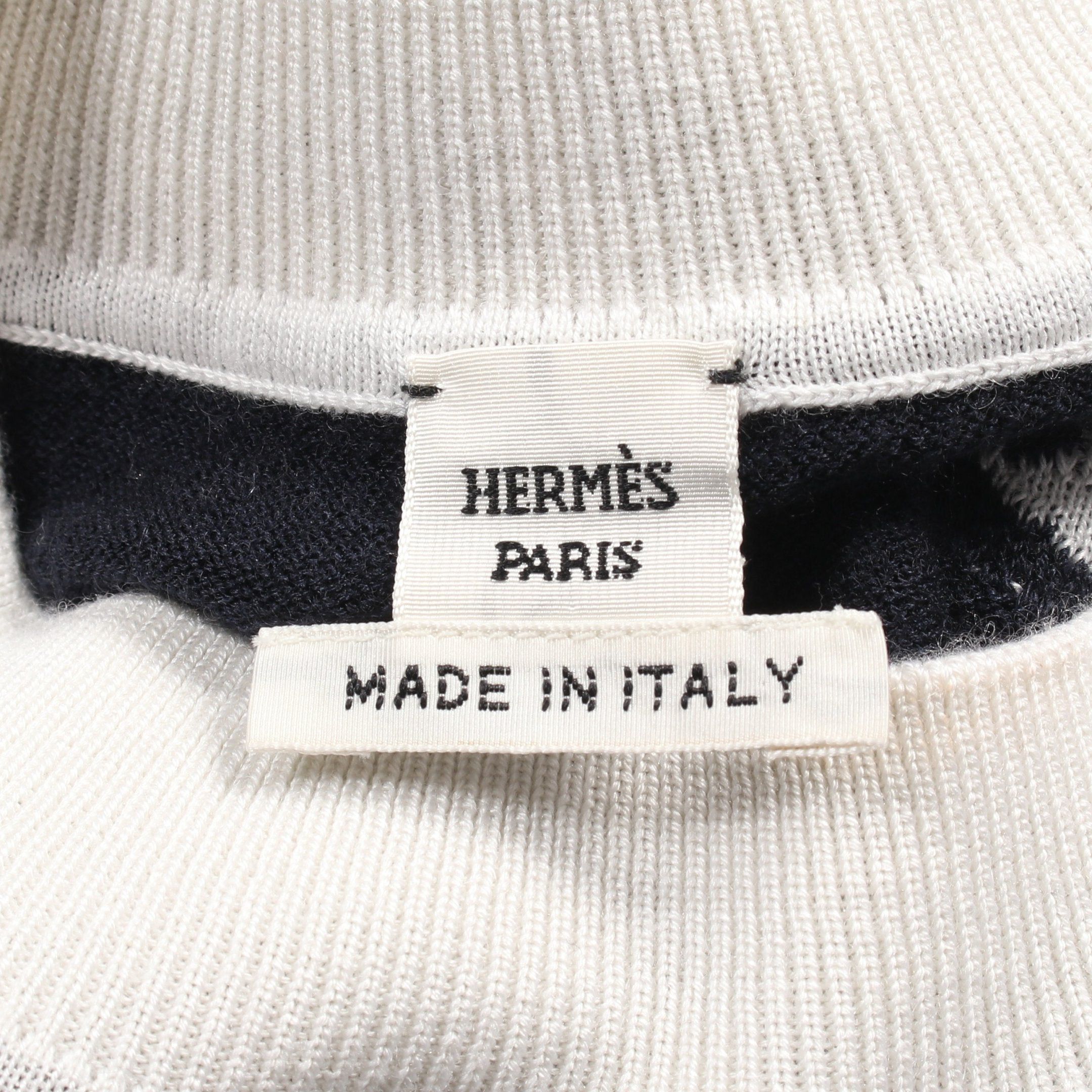 Hermes Hermes Chaîne Knit Cashmere Silk Navy Off White Size ONE SIZE - 3 Thumbnail