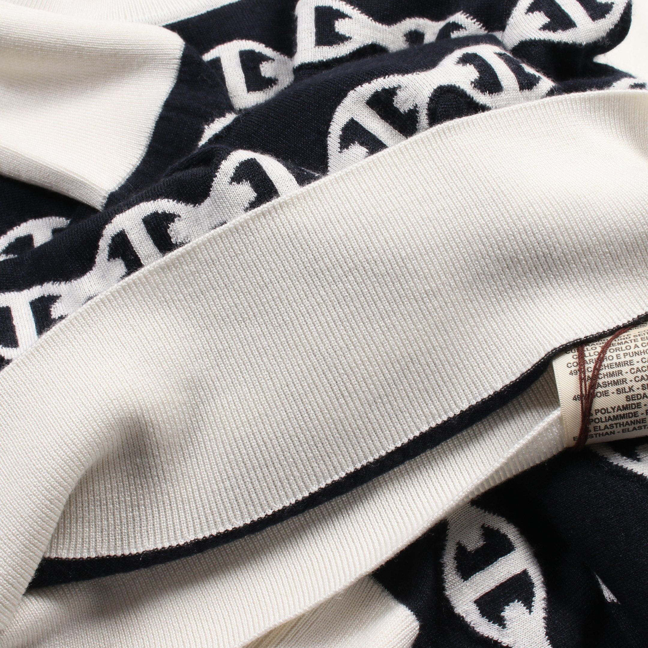 Hermes Hermes Chaîne Knit Cashmere Silk Navy Off White Size ONE SIZE - 8 Thumbnail