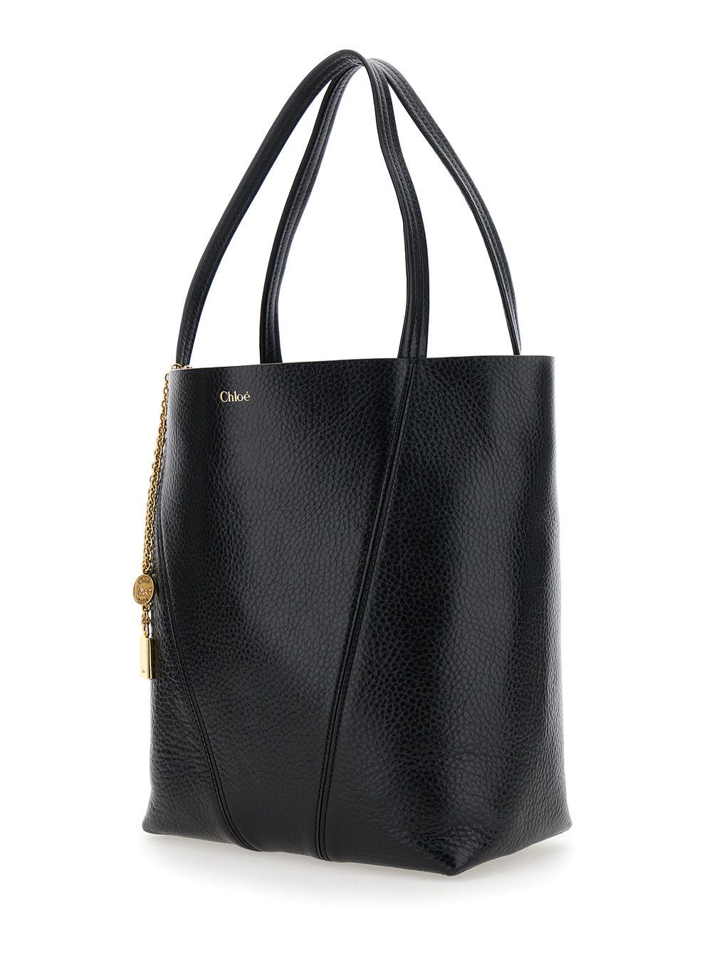 Chloe Shoulder Bag 'Spin' with Logoed Metal Medals in Black Grained Leather for Women Size ONE SIZE - 2 Thumbnail