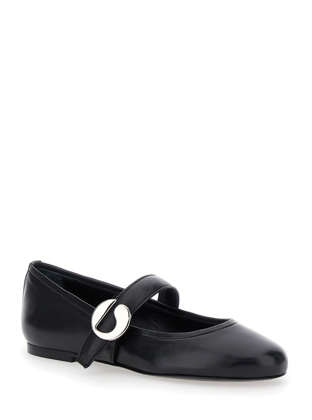 Coperni Black Ballerinas with Metallic Logo and Strap in Smooth Leather Woman Size US 9 / IT 39 - 2 Thumbnail