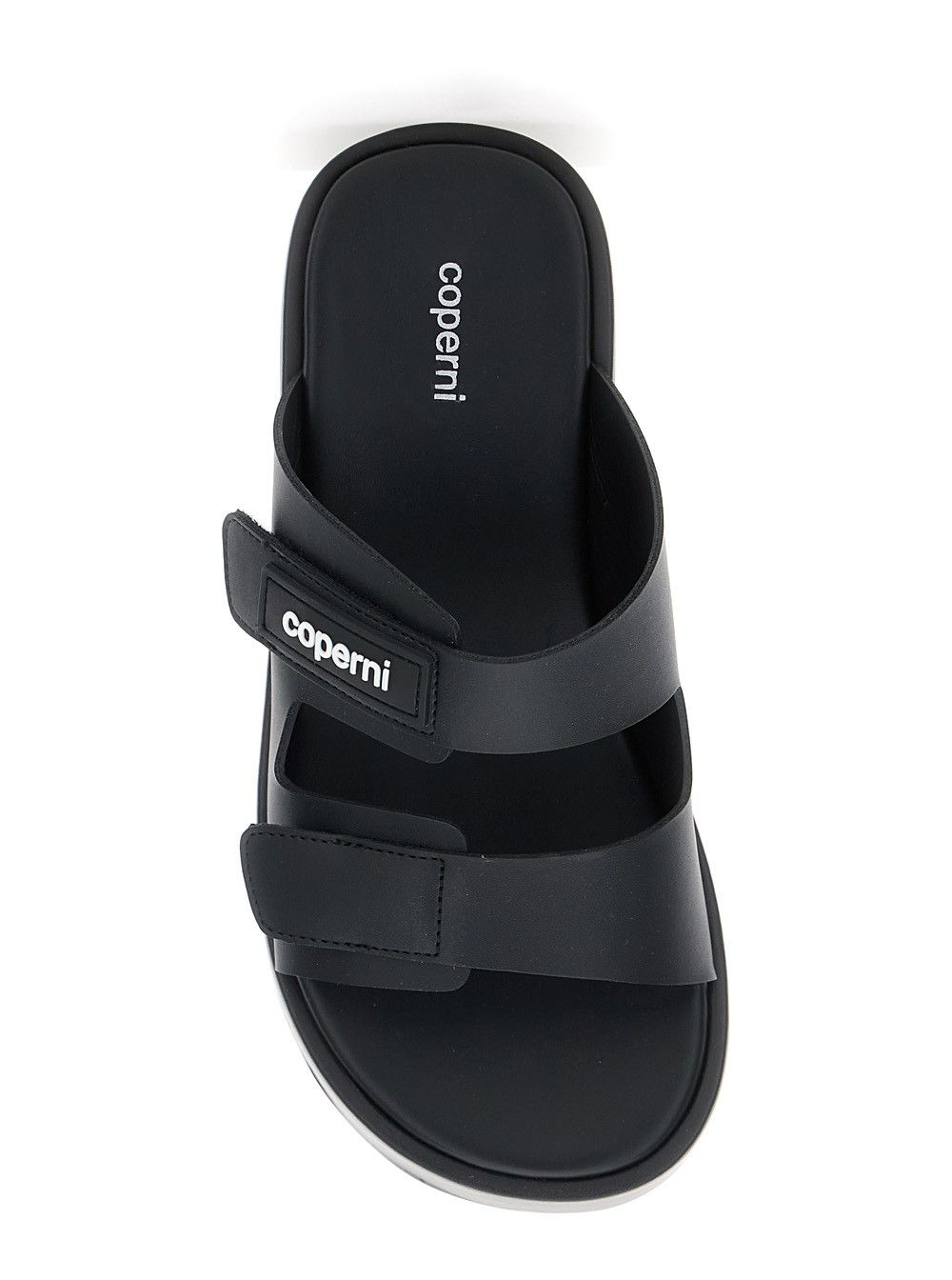 Coperni Black Wedges with Logo Patch on the Front and Touch-Strap Closure in Leather Woman Size US 7 / IT 37 - 4 Thumbnail