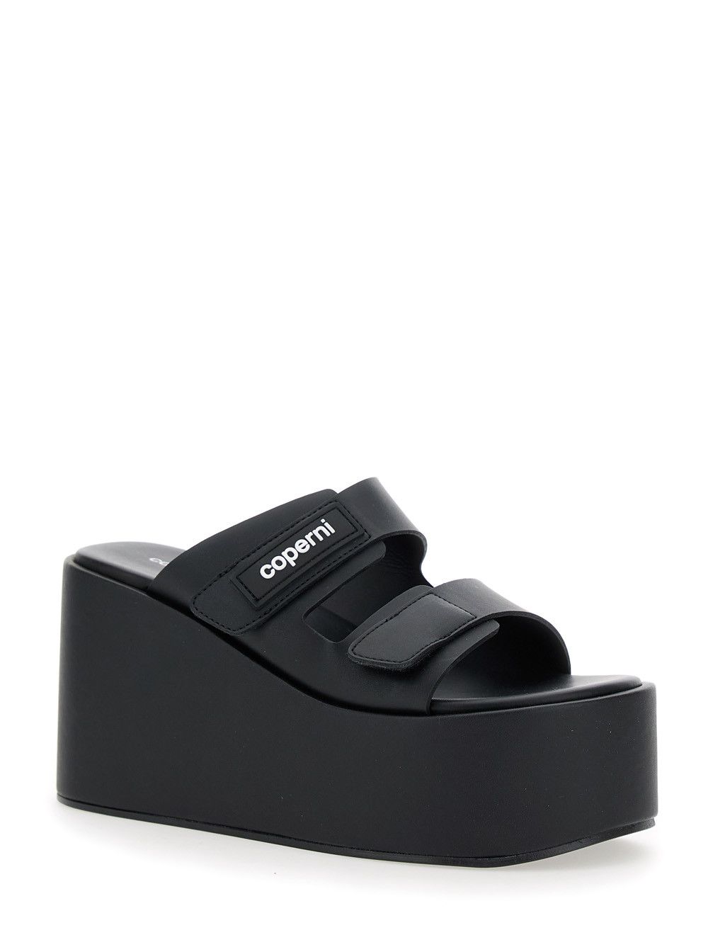 Coperni Black Wedges with Logo Patch on the Front and Touch-Strap Closure in Leather Woman Size US 7 / IT 37 - 2 Thumbnail