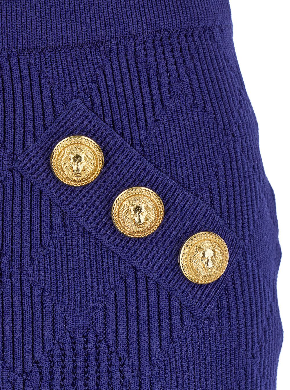 Balmain Blue Mini Skirt with Jewel Buttons in Viscose Blend Woman Size 30" / US 8 / IT 44 - 3 Thumbnail
