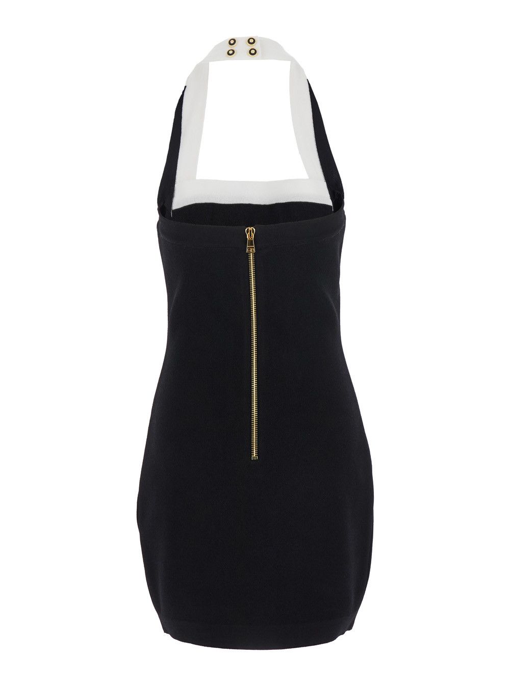 Balmain Black Dress with Square Neckline and Decorative Buttons in Viscose Blend Women Size M / US 6-8 / IT 42-44 - 2 Thumbnail