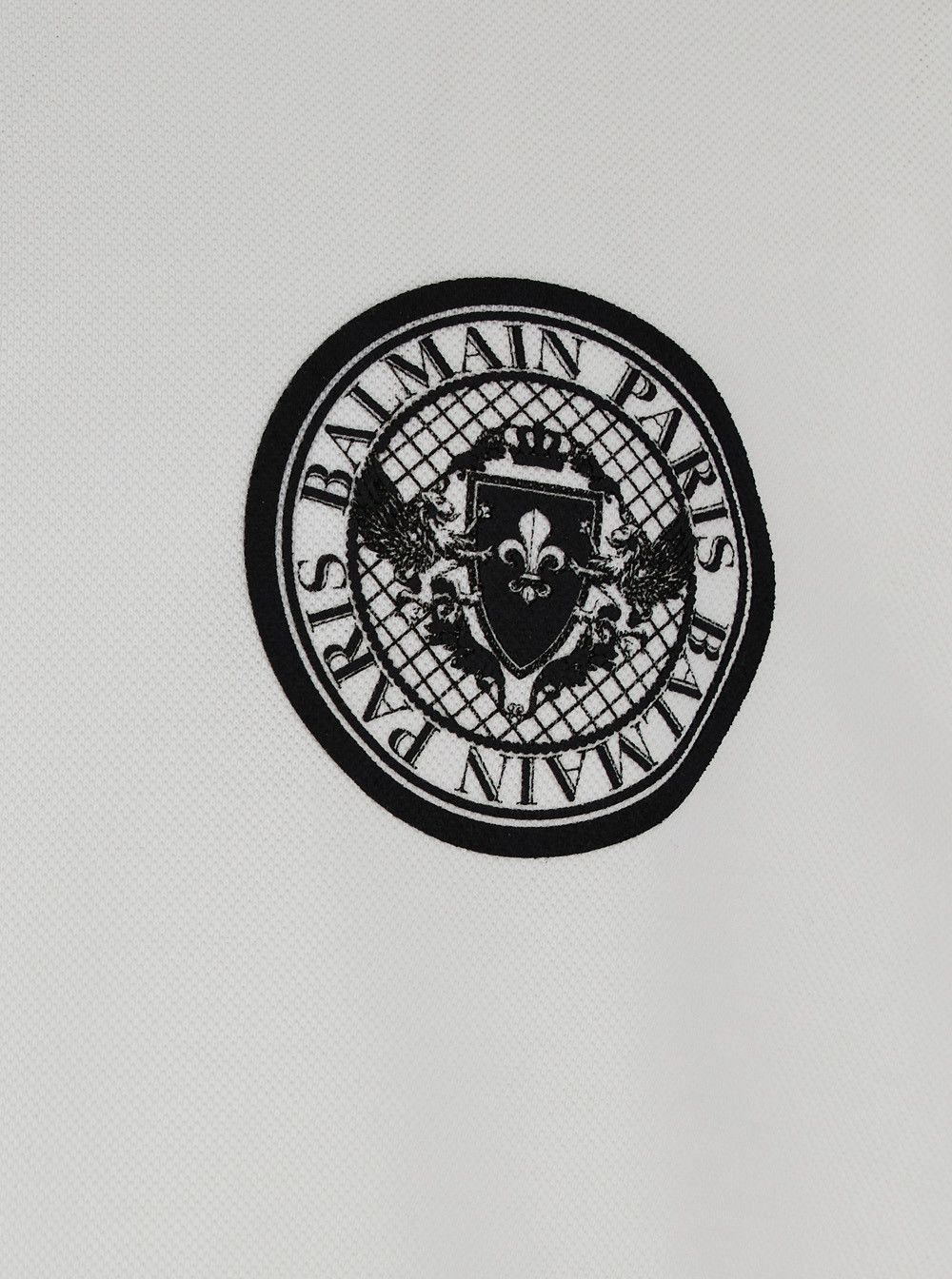 Balmain White Polo Shirt with Collar and Coin Print on the Front in Cotton Man Size US XL / EU 56 / 4 - 3 Thumbnail
