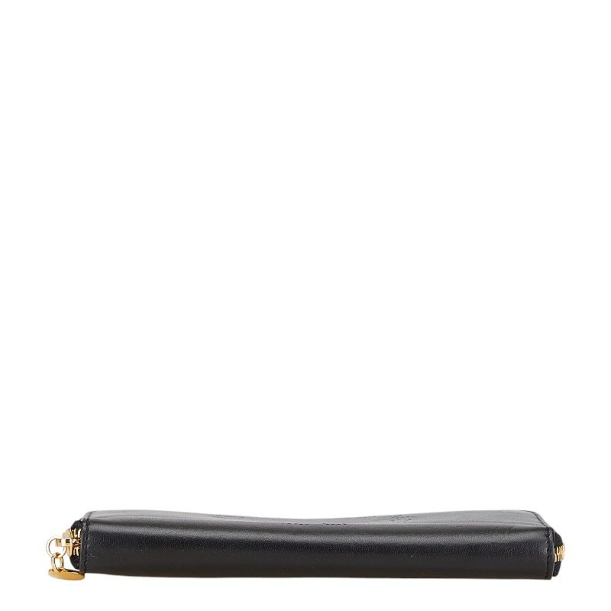 Stella McCartney Stella McCartney Perforated Round Long Wallet Black Leather Women's Size ONE SIZE - 3 Thumbnail