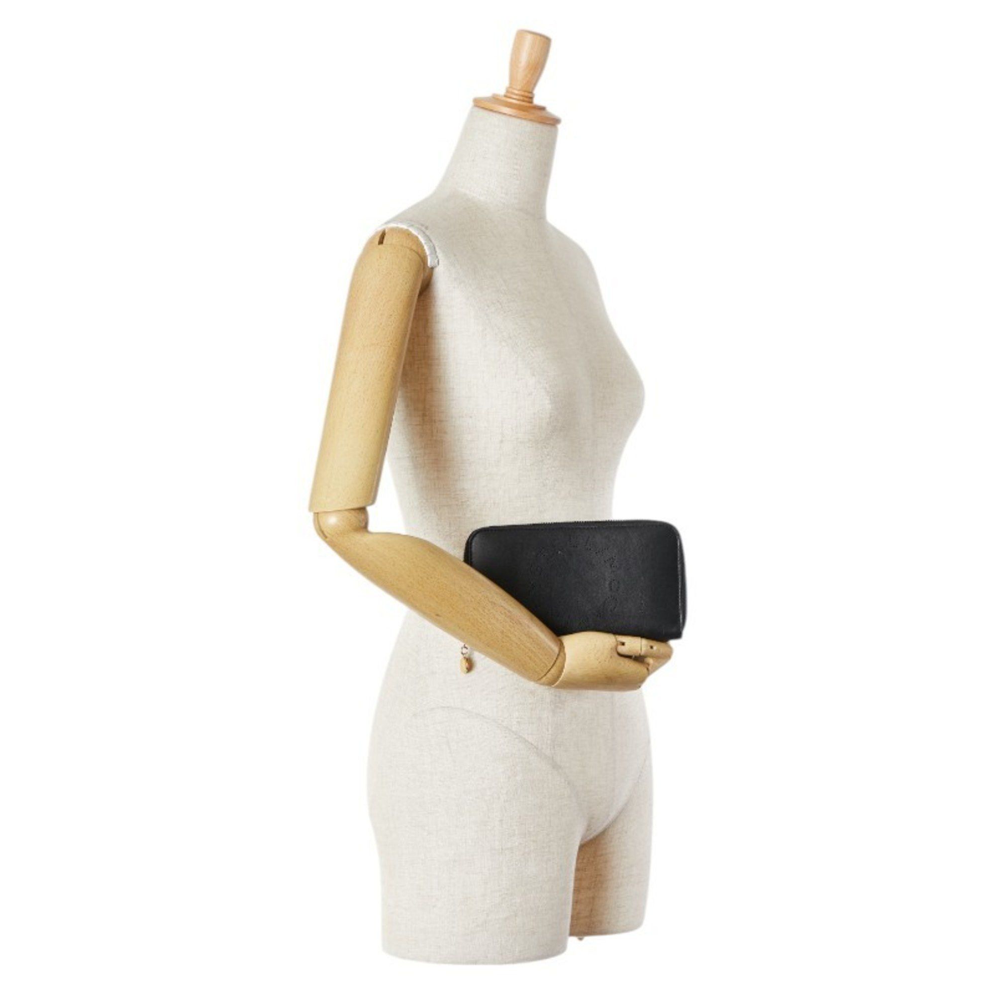 Stella McCartney Stella McCartney Perforated Round Long Wallet Black Leather Women's Size ONE SIZE - 8 Thumbnail