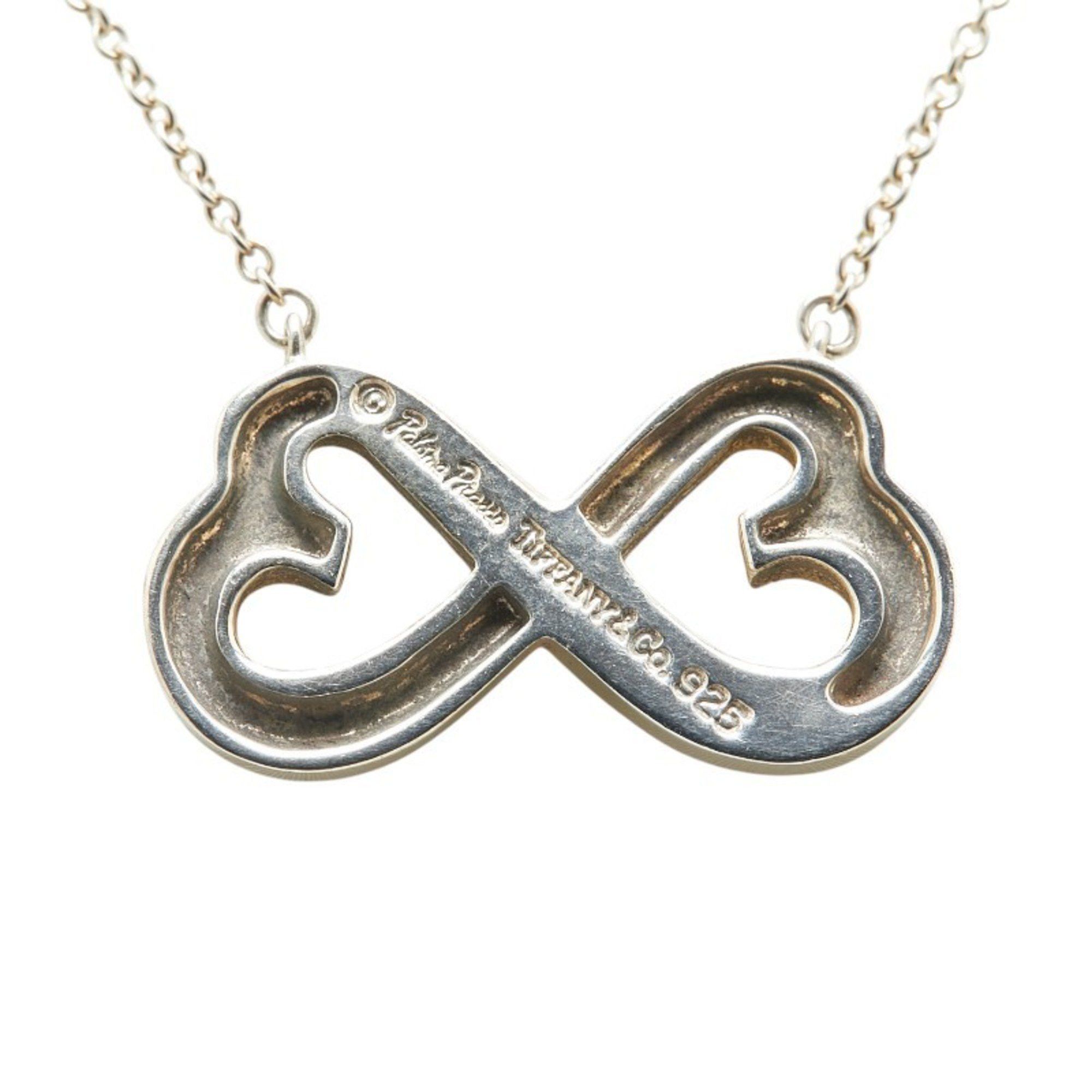 Tiffany Double Loving Heart Necklace SV925 Silver Women's