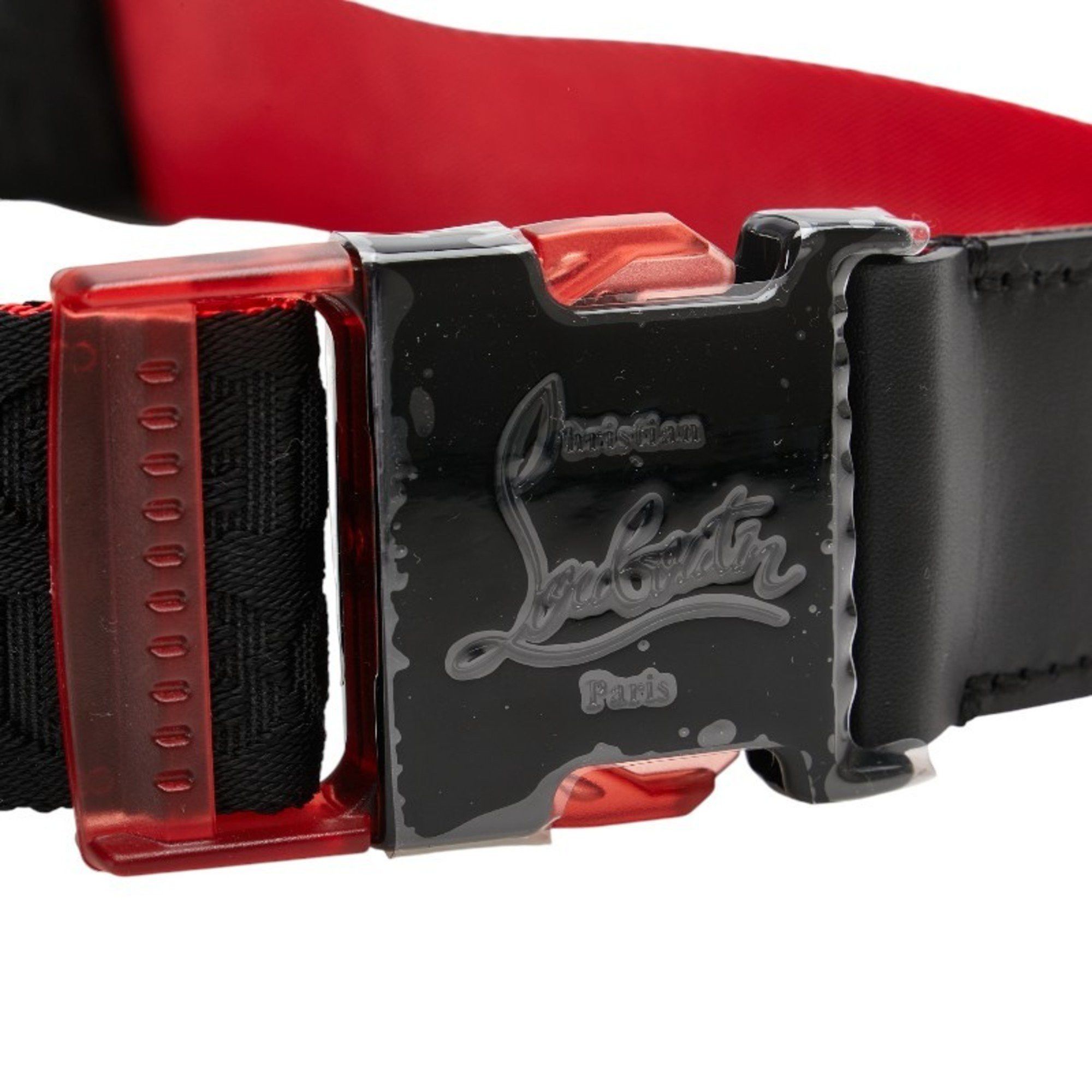 Christian Louboutin Christian Louboutin LOUBICLIC Belt Black Red Nylon Men's Size ONE SIZE - 4 Thumbnail
