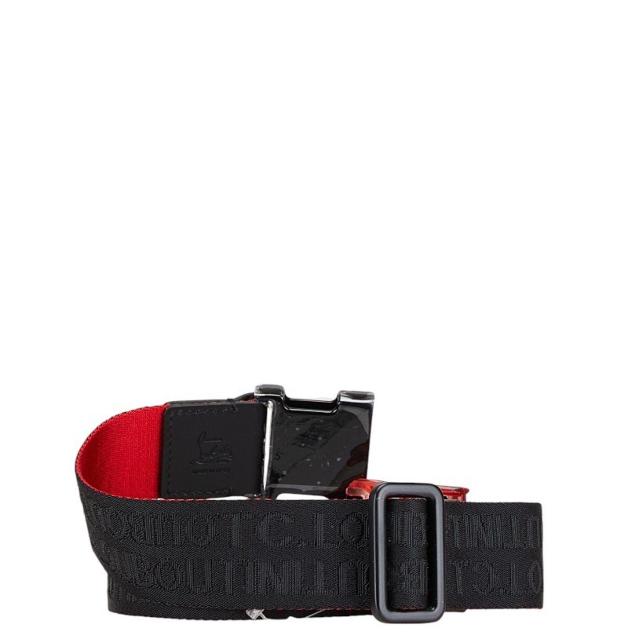 Christian Louboutin Christian Louboutin LOUBICLIC Belt Black Red Nylon Men's Size ONE SIZE - 3 Thumbnail