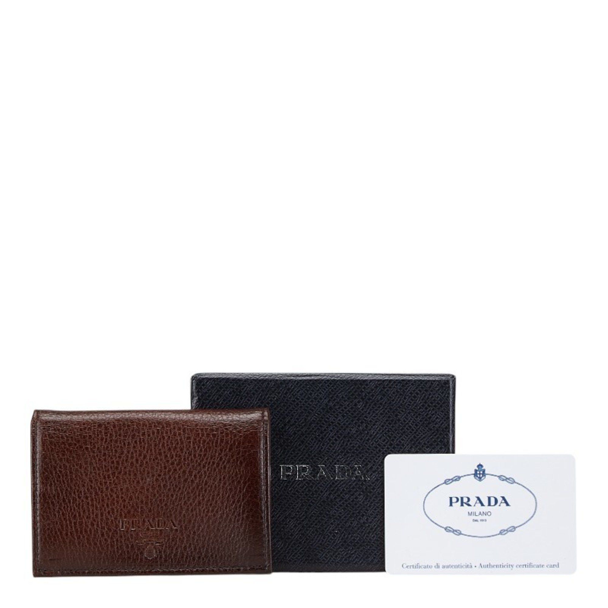 Prada PRADA Card Case Business Holder 2M0945 Brown Leather Men's Size ONE SIZE - 7 Thumbnail