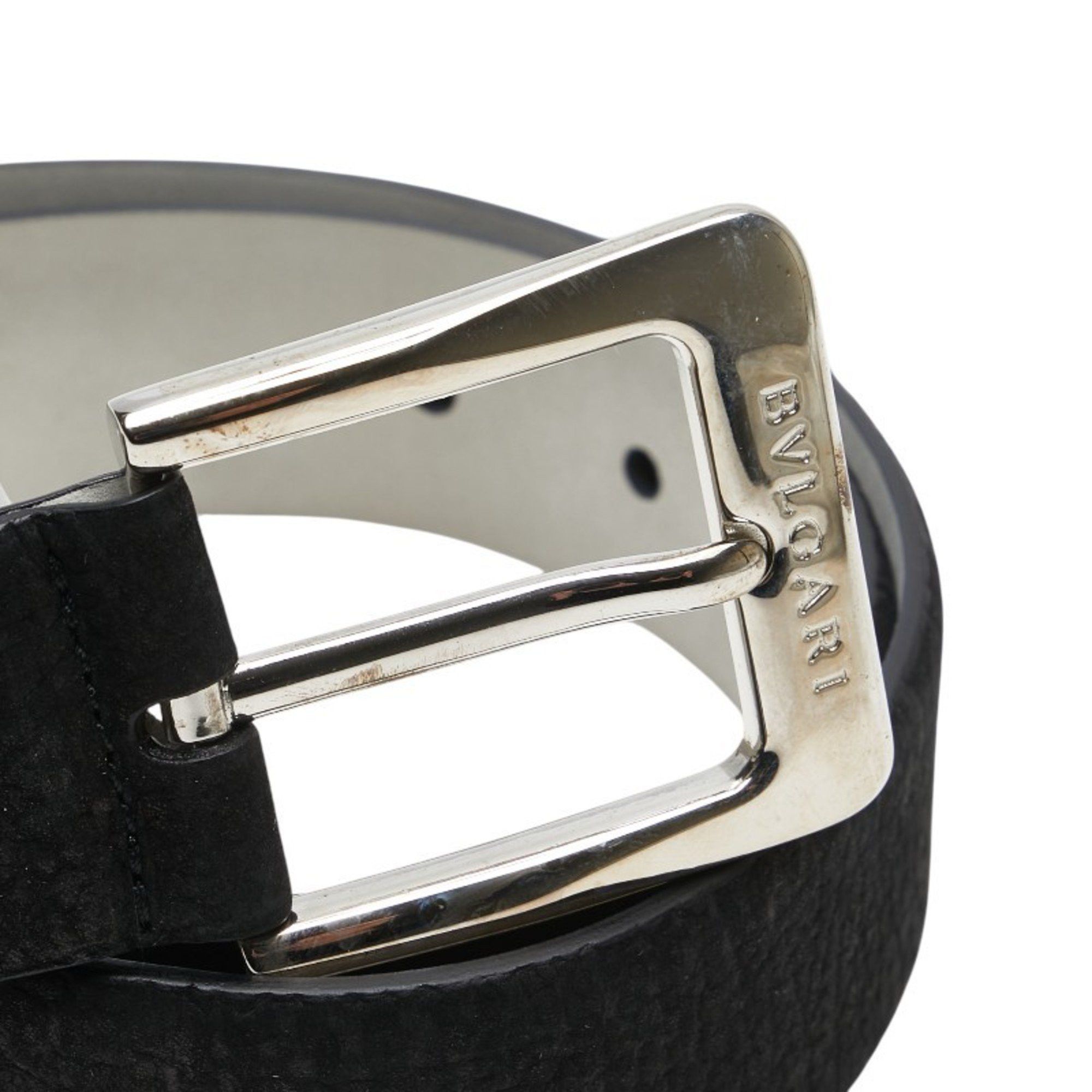 Bvlgari BVLGARI Ellipse Classic Round Square Buckle Belt 70/28 Black Leather Men's Size ONE SIZE - 4 Thumbnail