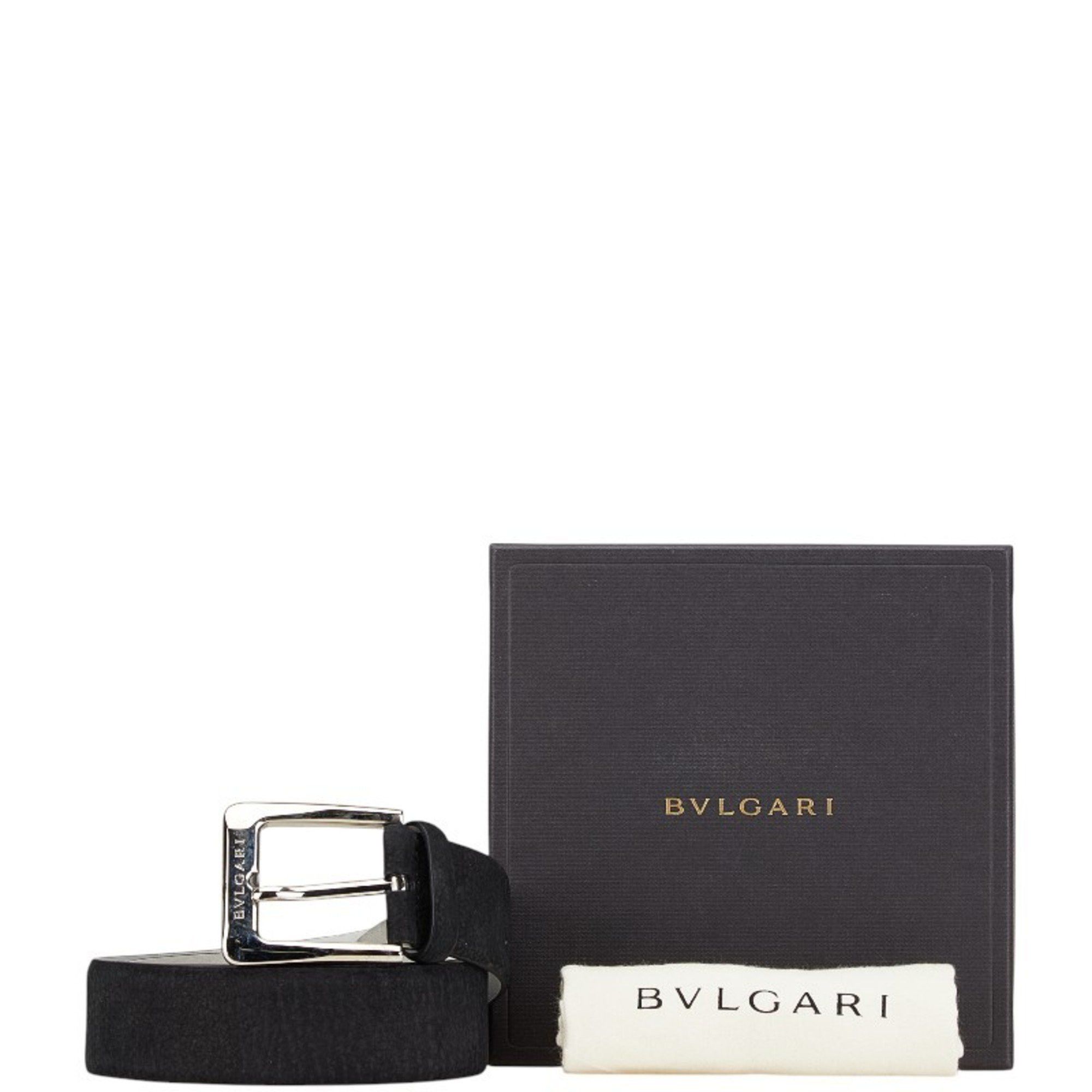 Bvlgari BVLGARI Ellipse Classic Round Square Buckle Belt 70/28 Black Leather Men's Size ONE SIZE - 7 Thumbnail