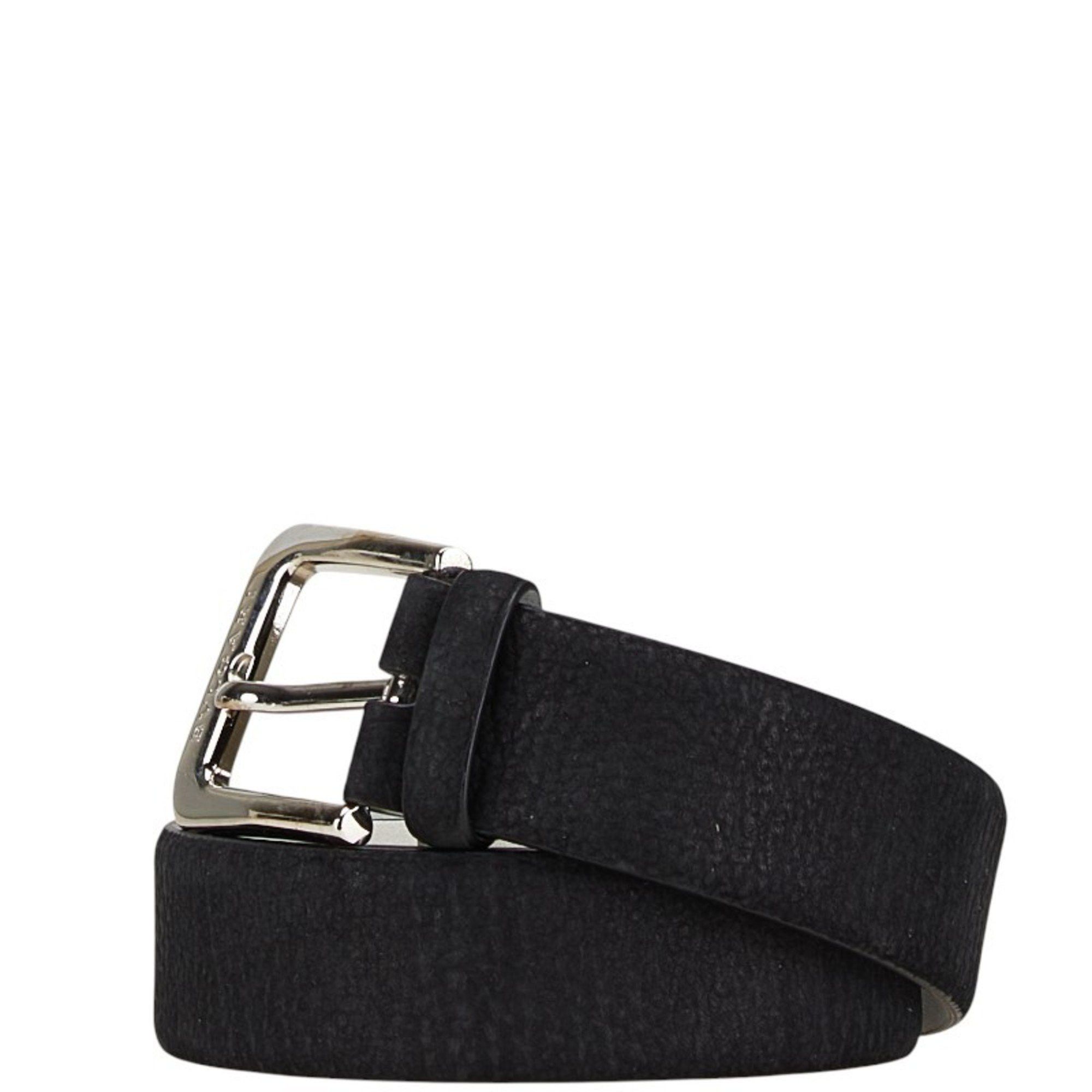 Bvlgari BVLGARI Ellipse Classic Round Square Buckle Belt 70/28 Black Leather Men's Size ONE SIZE - 2 Thumbnail