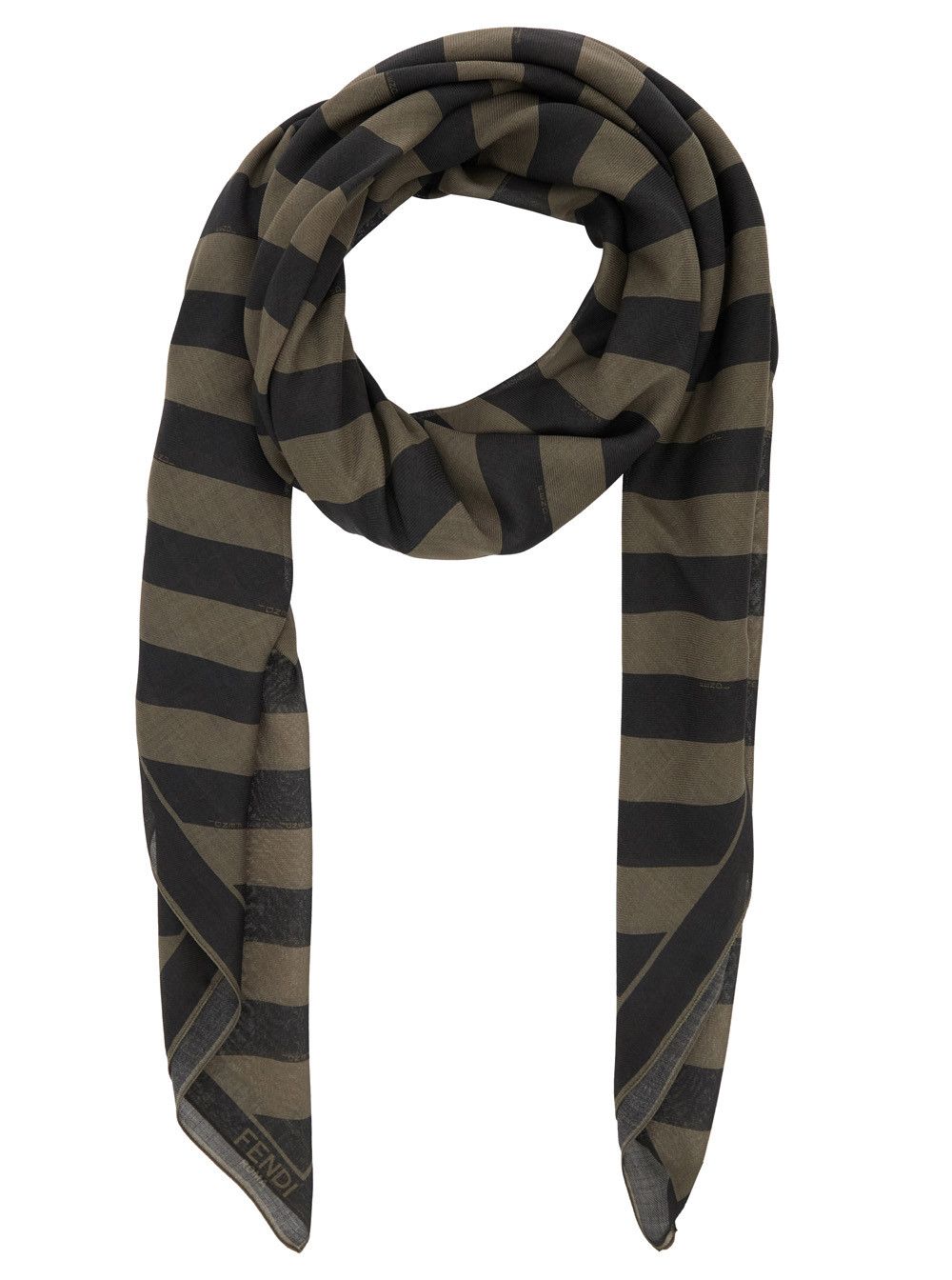 3.PARADIS Beige Square Stole with All-Over Striped Motif and Logo Lettering on the Hem in Cotton and Silk Blend Man Size ONE SIZE - 2 Thumbnail