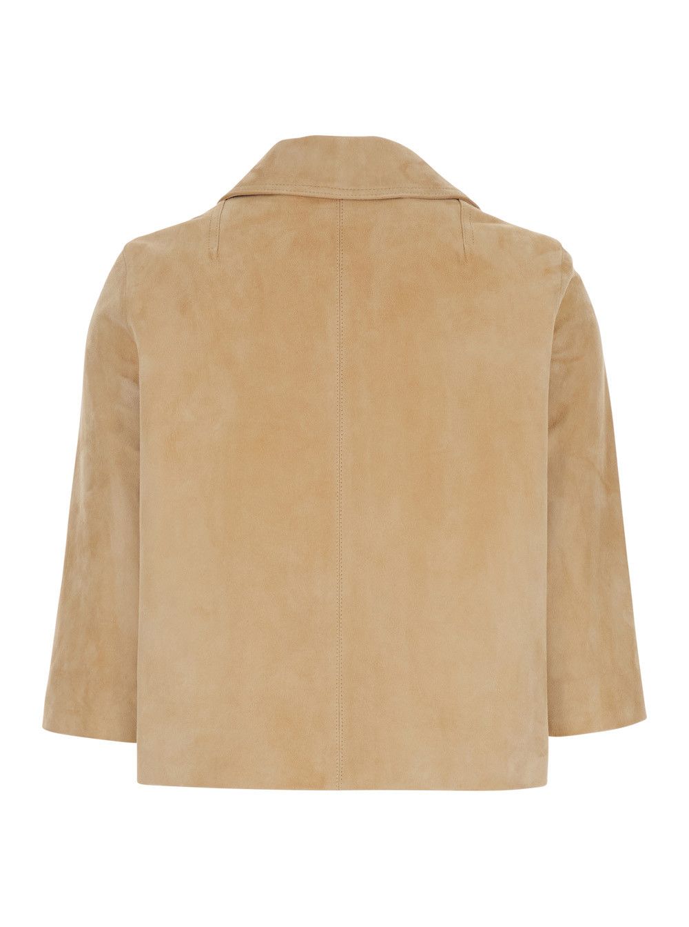 Marni Beige Single-Breasted Jacket with Notched Revers and Logo Lettering Detail on the Front in Leather Woman Size M / US 6-8 / IT 42-44 - 2 Thumbnail