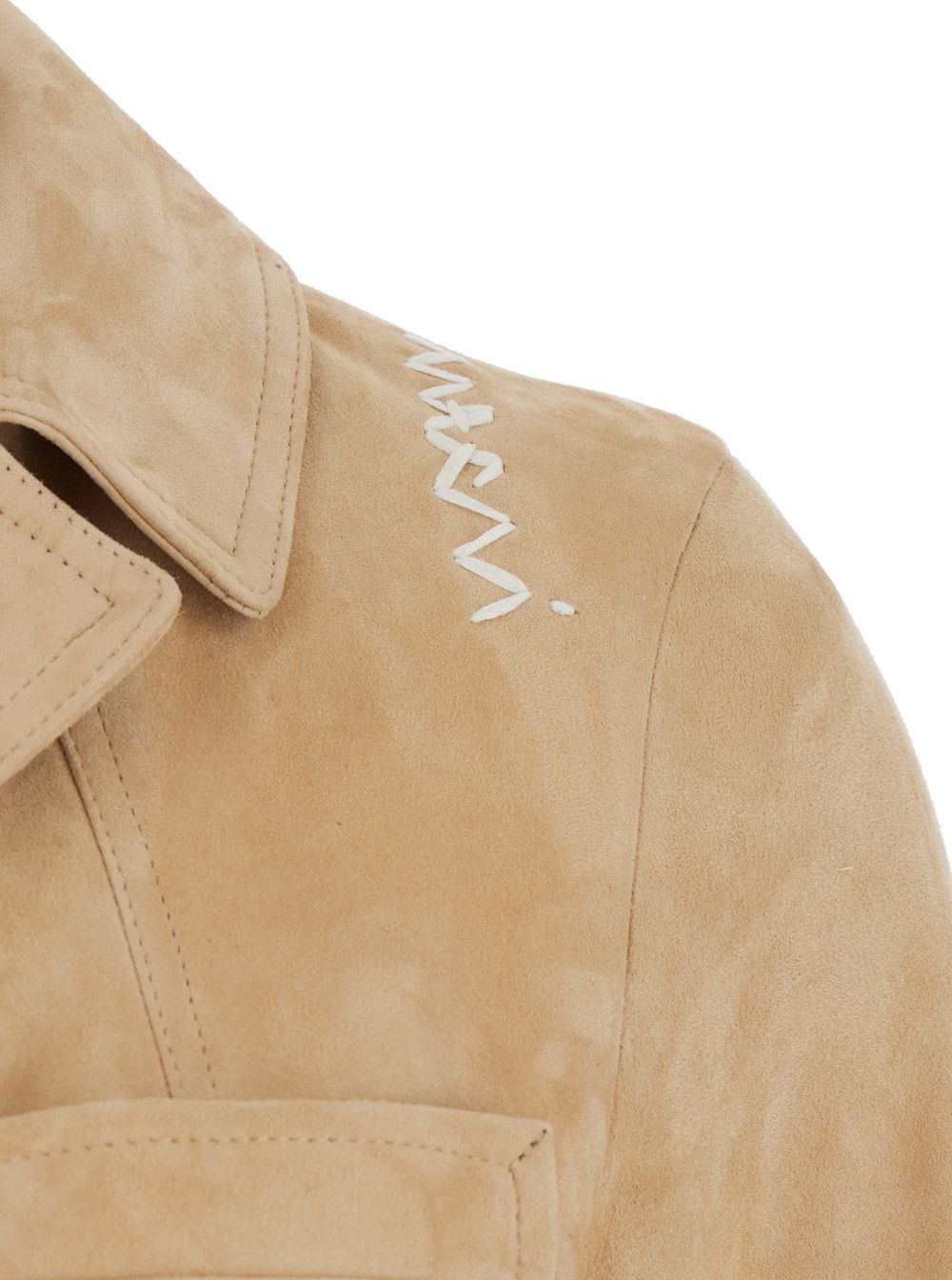 Marni Beige Single-Breasted Jacket with Notched Revers and Logo Lettering Detail on the Front in Leather Woman Size M / US 6-8 / IT 42-44 - 3 Thumbnail
