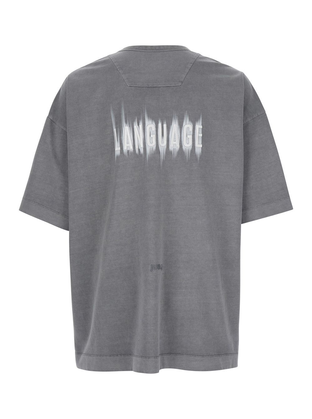 Juun.J Grey T-Shirt with Logo Embroidered on the Front and Print on the Back in Cotton Man Size US S / EU 44-46 / 1 - 2 Thumbnail