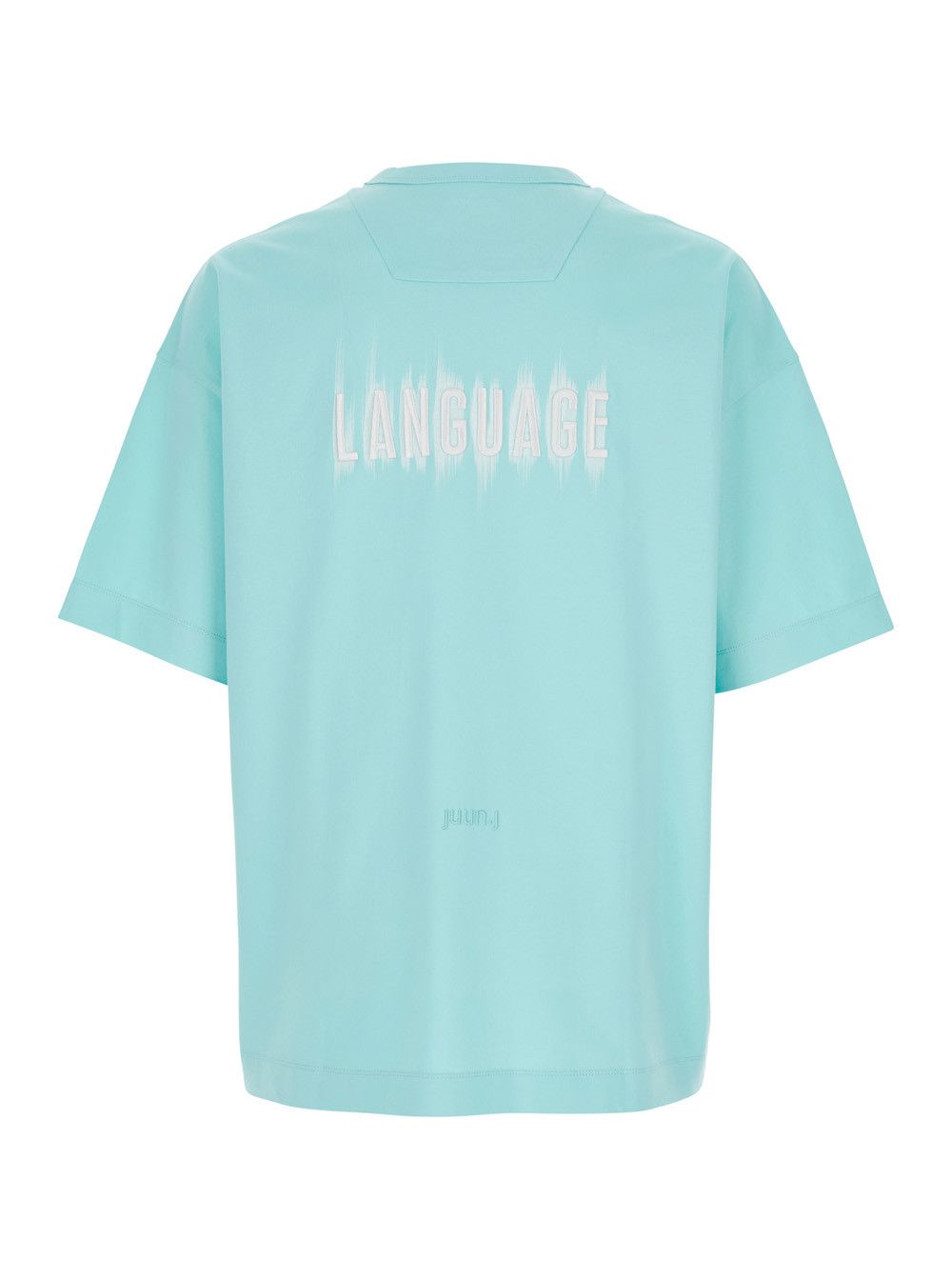 Juun.J Light Blue T-Shirt with Logo Embroidered on the Front and Print on the Back in Cotton Man Size US S / EU 44-46 / 1 - 2 Thumbnail