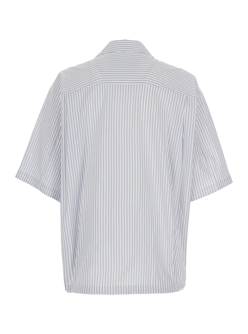 Juun.J Blue Bowling Shirt with Cuban Collar and All-Over Striped Motif in Cotton Blend Man Size US L / EU 52-54 / 3 - 2 Thumbnail