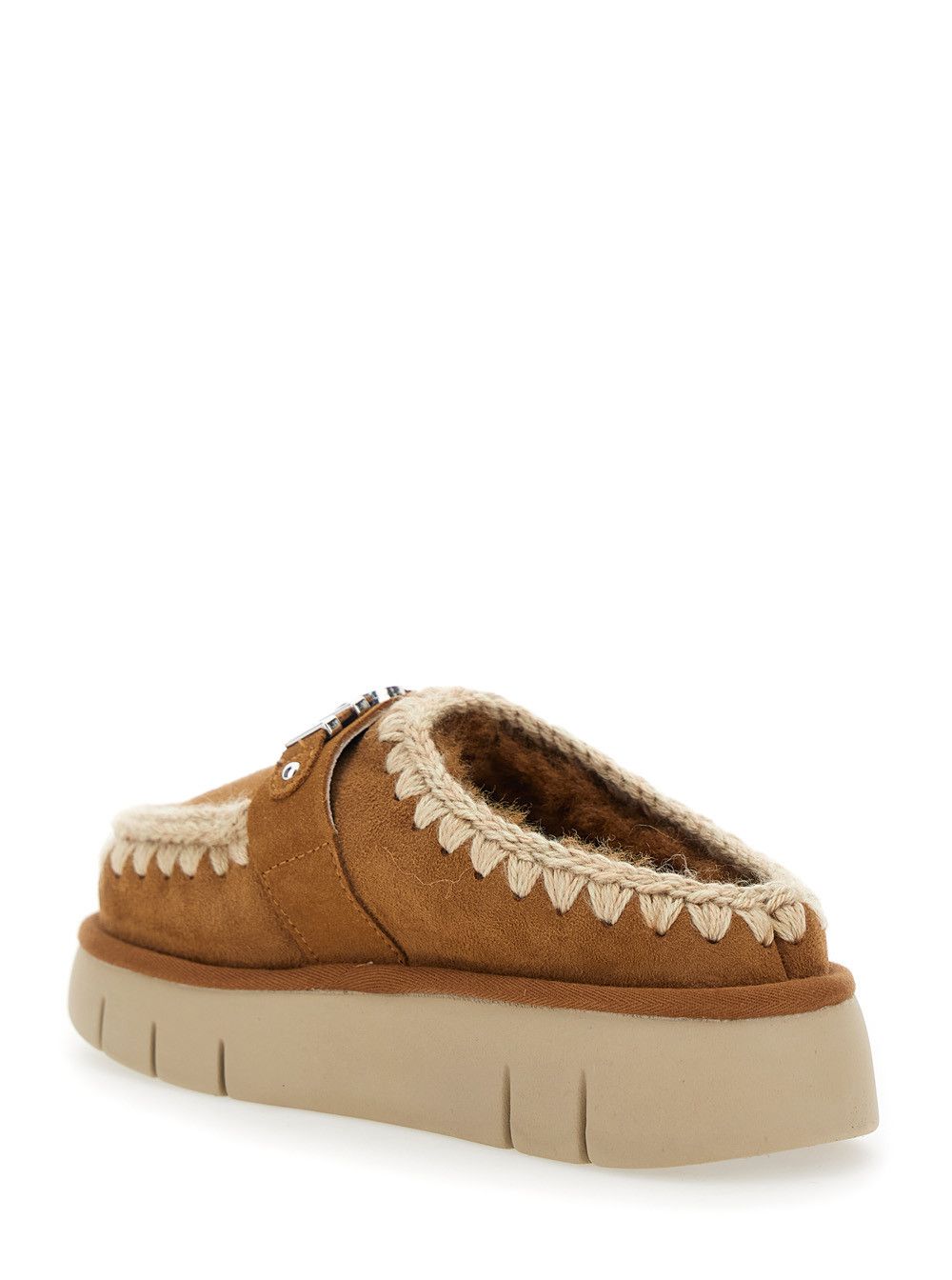 Mou 'Bounce' Beige Mules with Logo Lettering and Open Rear in Leather Woman Size US 7 / IT 37 - 3 Thumbnail