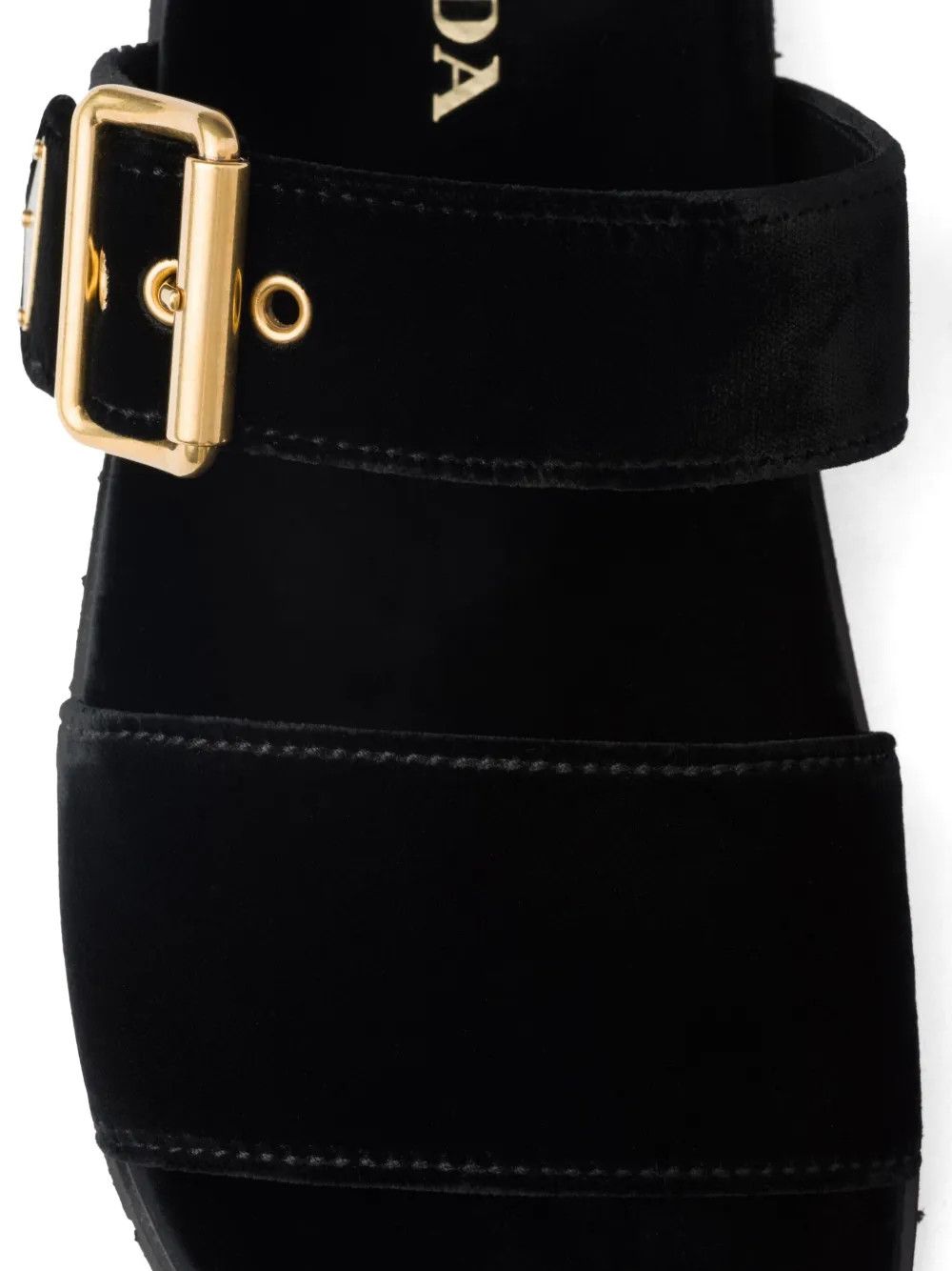 Prada triangle-logo velvet slides in black Size US 9 / IT 39 - 4 Thumbnail