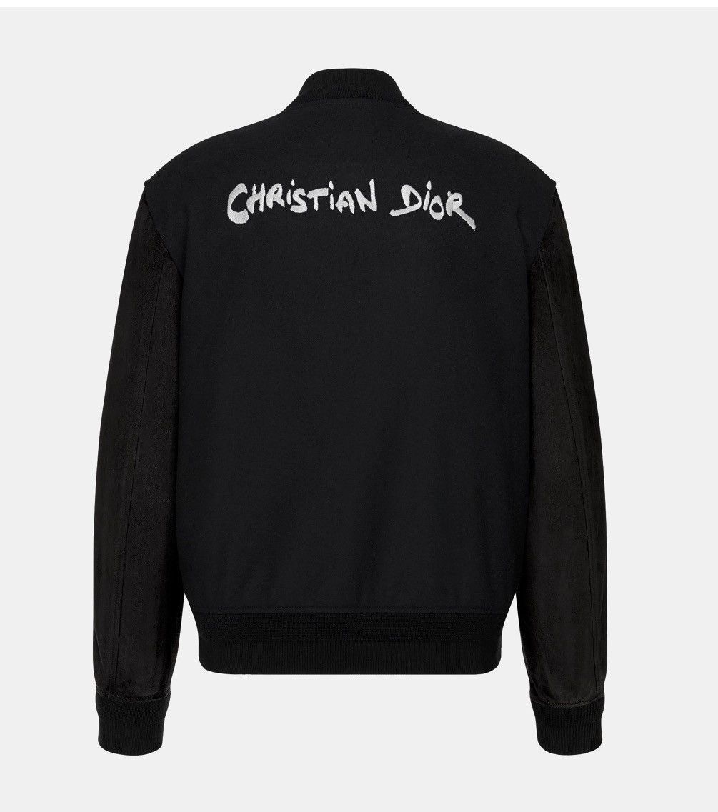 Dior DIOR TAG VARSITY JACKET Black Wool Blend and Lambskin Size US M / EU 48-50 / 2 - 2 Thumbnail