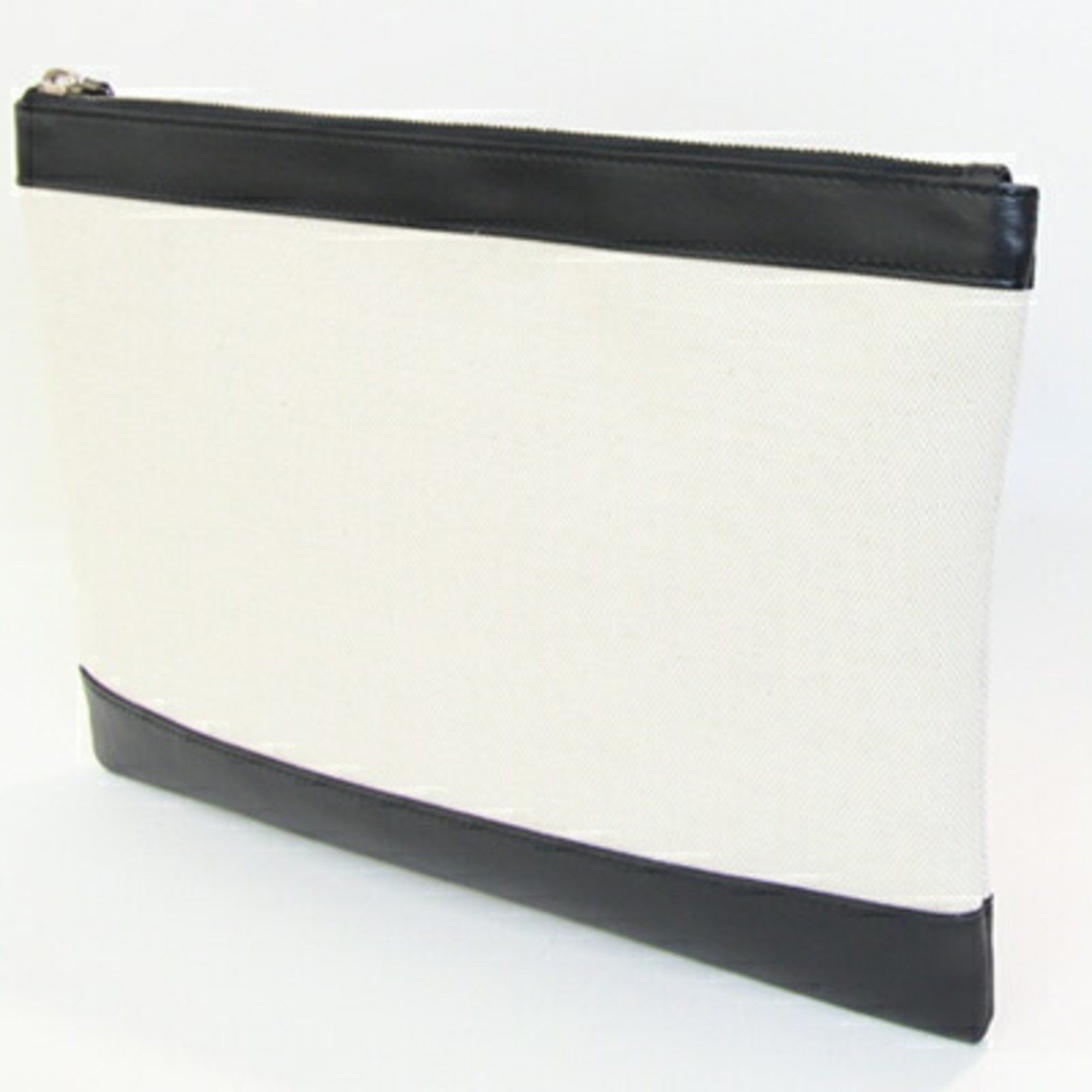 Balenciaga Balenciaga Clutch Bag Navy Clip M 373834 Black Ivory Canvas Leather Second Pouch Men's BALENCIAGA Size ONE SIZE - 2 Thumbnail