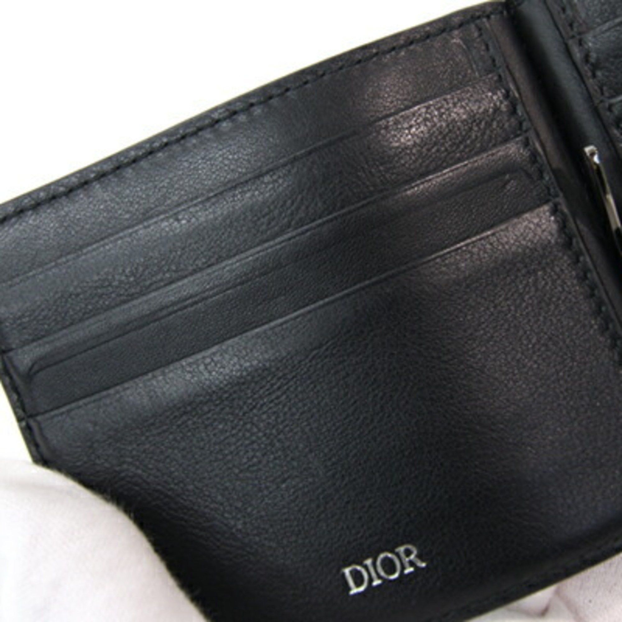 Dior Christian Dior Dior Bi-fold Money Clip Black Leather Compact Wallet Billfold Men's DIOR Size ONE SIZE - 5 Thumbnail