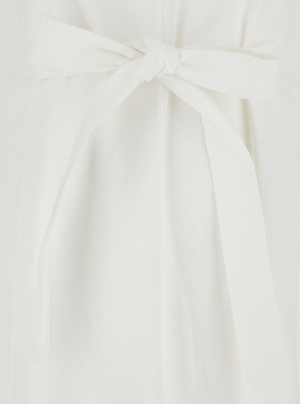 Theory White Dress with French Collar and Removable Waist Belt in Linen Blend Woman Size XL / US 12-14 / IT 48-50 - 3 Thumbnail