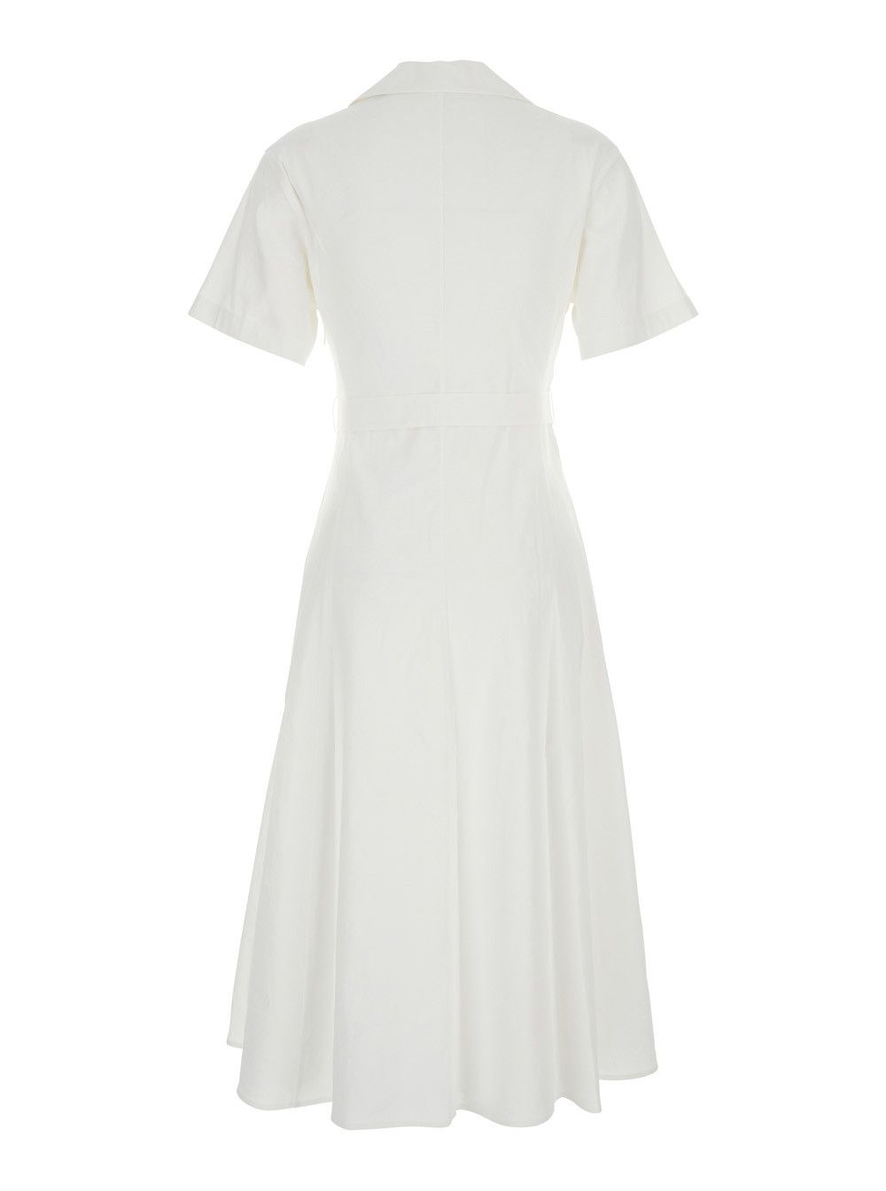 Theory White Dress with French Collar and Removable Waist Belt in Linen Blend Woman Size XL / US 12-14 / IT 48-50 - 2 Thumbnail