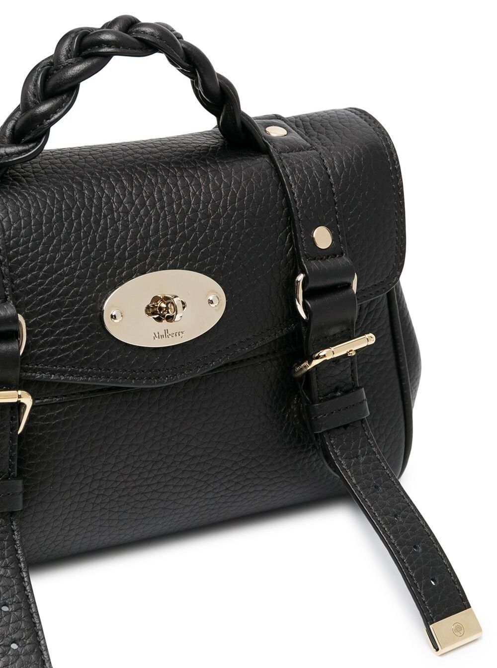 Mulberry Handbag 'Alexa' Mini with Adjustable Shoulder Strap and Woven Handle in Black Pebbled Leather for Women Size ONE SIZE - 3 Thumbnail