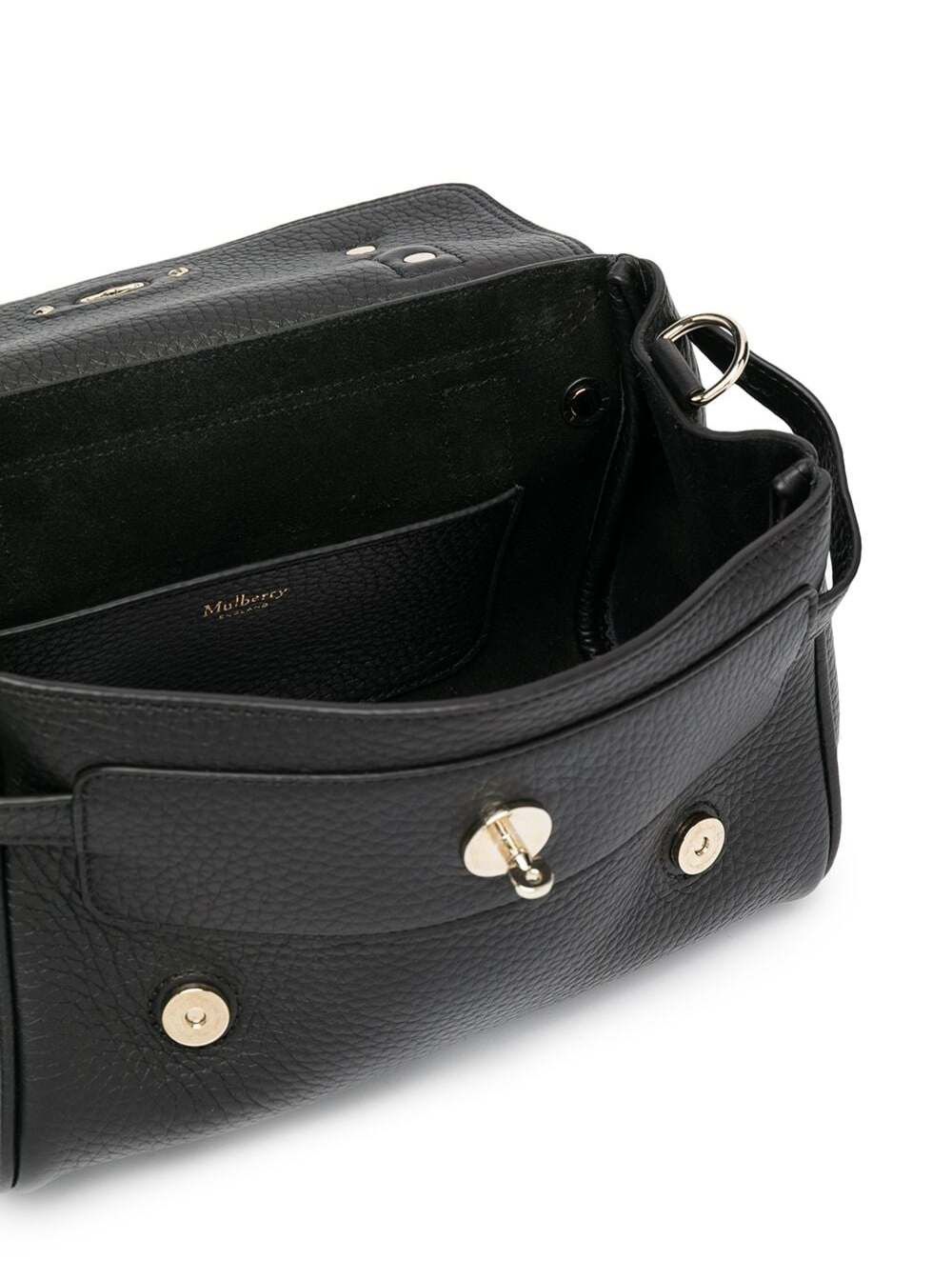 Mulberry Handbag 'Alexa' Mini with Adjustable Shoulder Strap and Woven Handle in Black Pebbled Leather for Women Size ONE SIZE - 4 Thumbnail