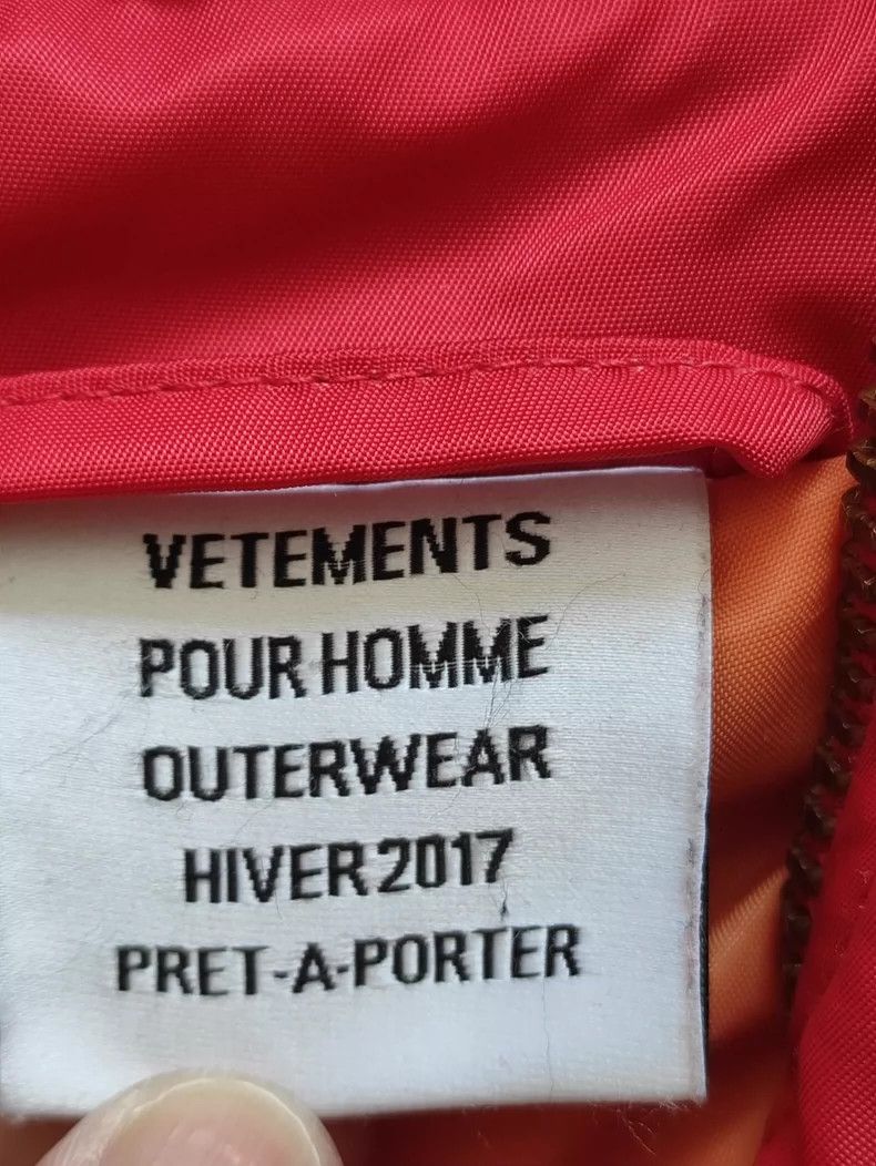 Vetements Red Hooded Bomber Jacket Bombers