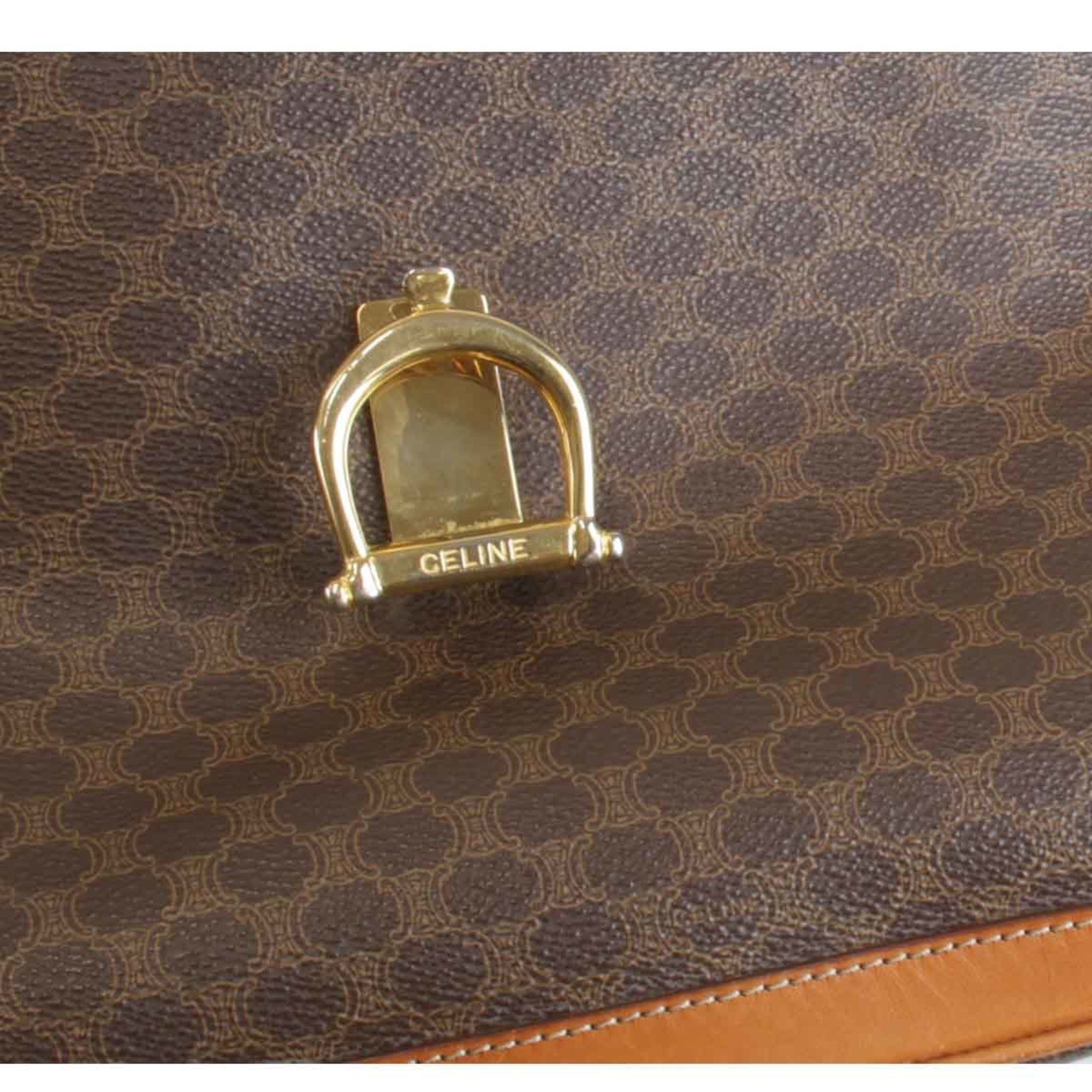 Celine CELINE Macadam Pattern Handbag Leather/Brown Women's Size ONE SIZE - 10 Thumbnail