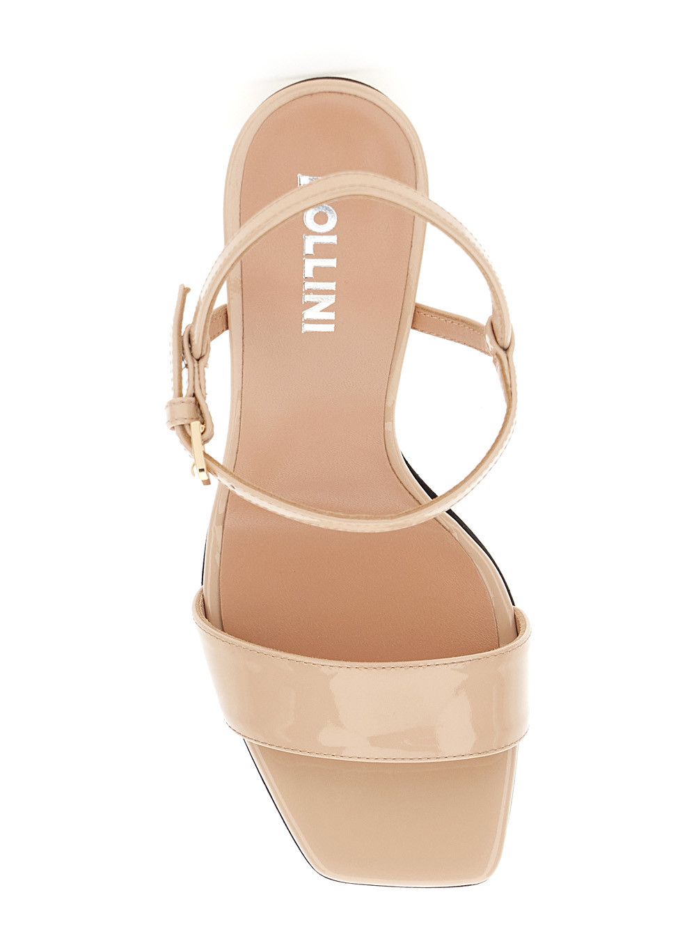 Pollini Beige Pumps with Square Toe and Adjustable Strap in Patent Leather Woman Size US 7.5 / IT 37.5 - 4 Thumbnail