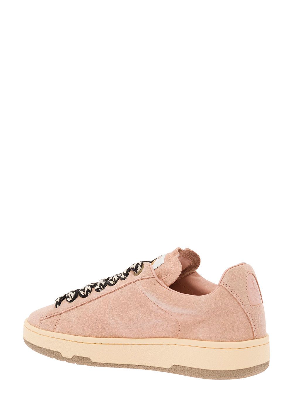 Lanvin 'Lite Curb' Pink Low Top Sneakers with Oversized Multicolor Laces in Suede Woman Size US 8 / IT 38 - 3 Thumbnail