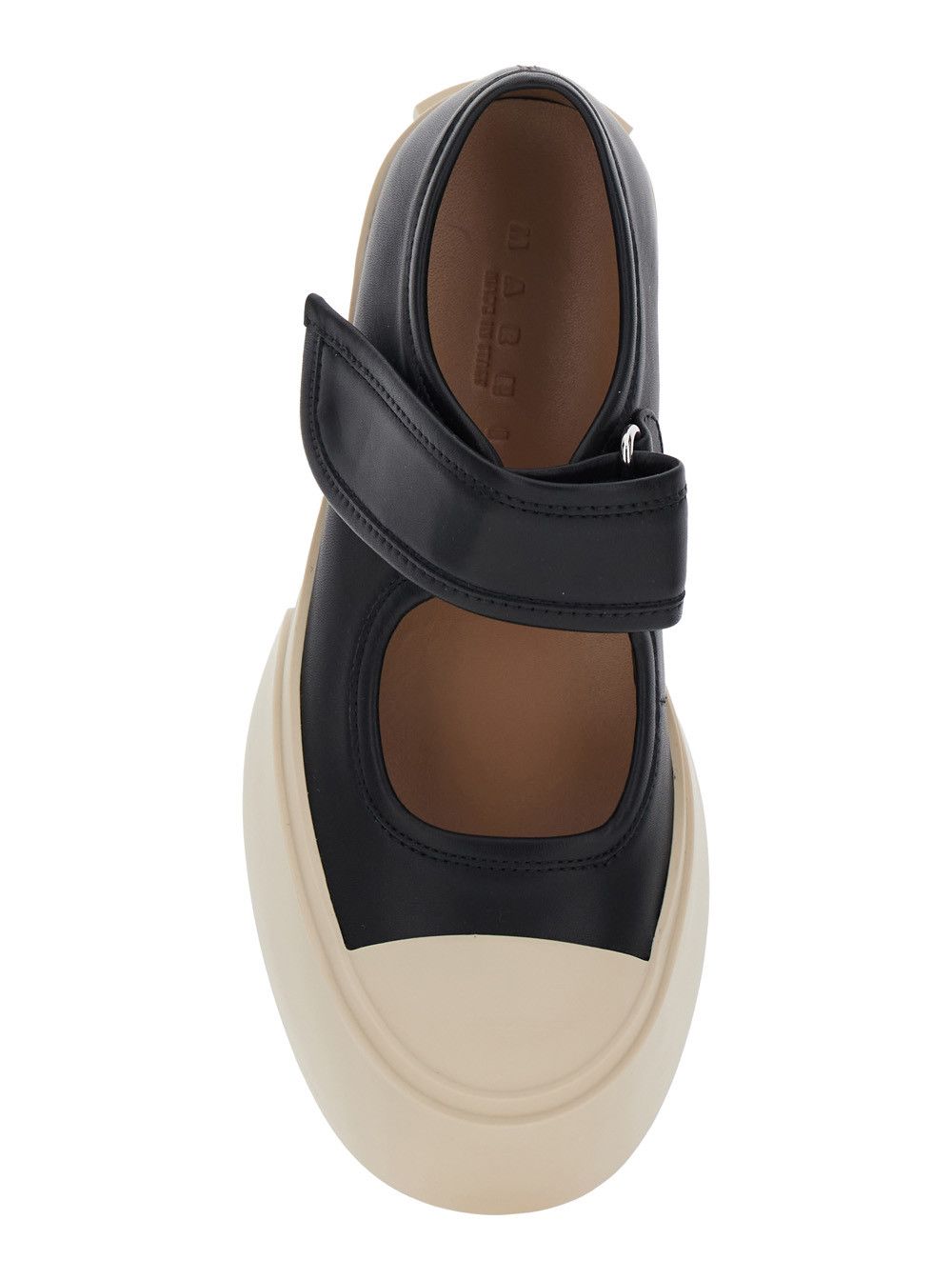 Marni 'Mary Jane' Black Sneaker with Hook and Loop Closure and Logo on the Back in Leather Woman Size US 9 / IT 39 - 4 Thumbnail