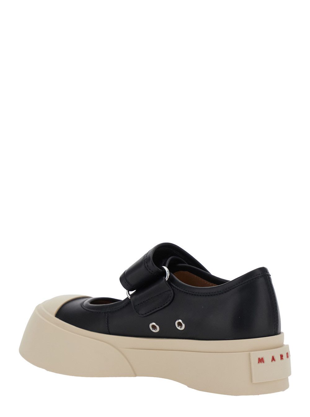 Marni 'Mary Jane' Black Sneaker with Hook and Loop Closure and Logo on the Back in Leather Woman Size US 9 / IT 39 - 3 Thumbnail