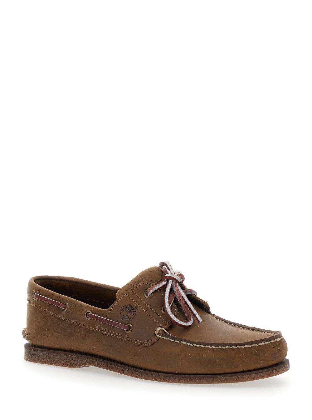 Timberland Brown Boat Loafers with Lace-Up Detail in Leather Man Size US 8 / EU 41 - 2 Thumbnail