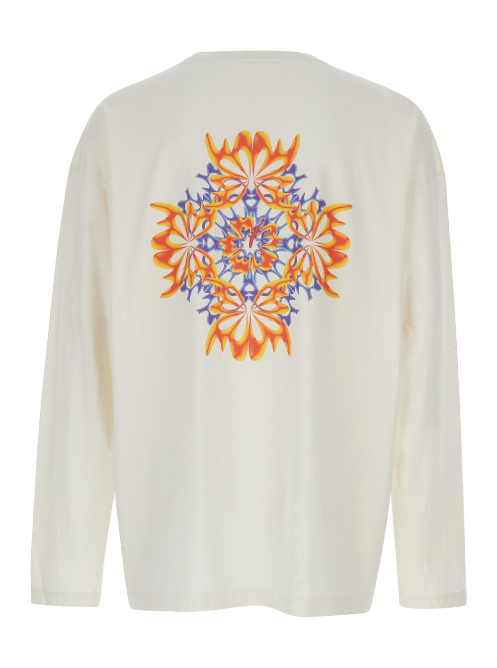 White Sweater with Maxi Print in Cotton Man