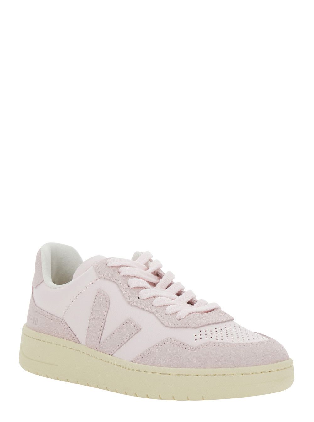 Veja 'V90' Pink Sneaker with Side Logo and Perforated Toe in Leather Woman Size US 11 / IT 41 - 2 Thumbnail
