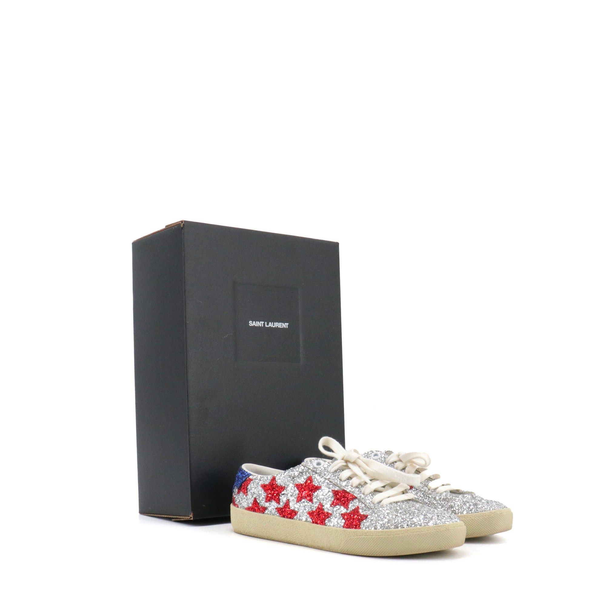 Saint Laurent Paris SAINT LAURENT - Saint Laurent Court Classic sneakers with silver glitter (T36.5) Size US 5.5 / IT 35.5 - 8 Thumbnail