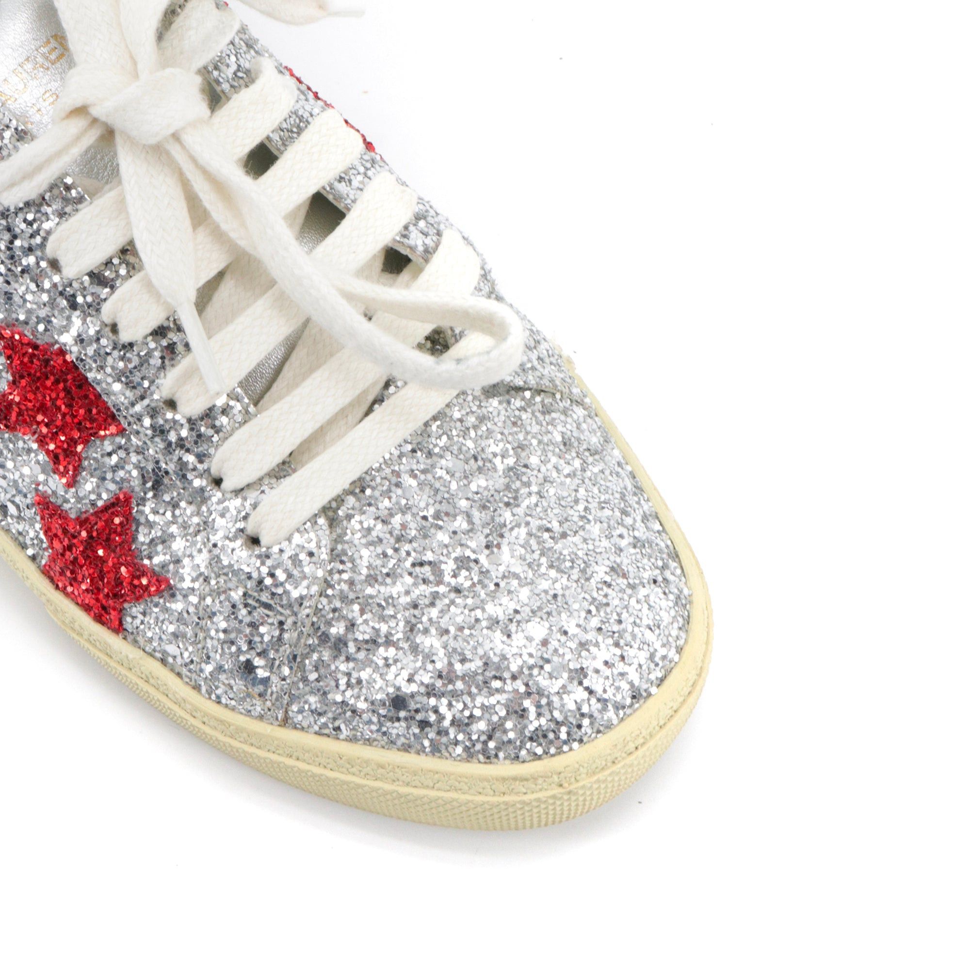 Saint Laurent Paris SAINT LAURENT - Saint Laurent Court Classic sneakers with silver glitter (T36.5) Size US 5.5 / IT 35.5 - 4 Thumbnail