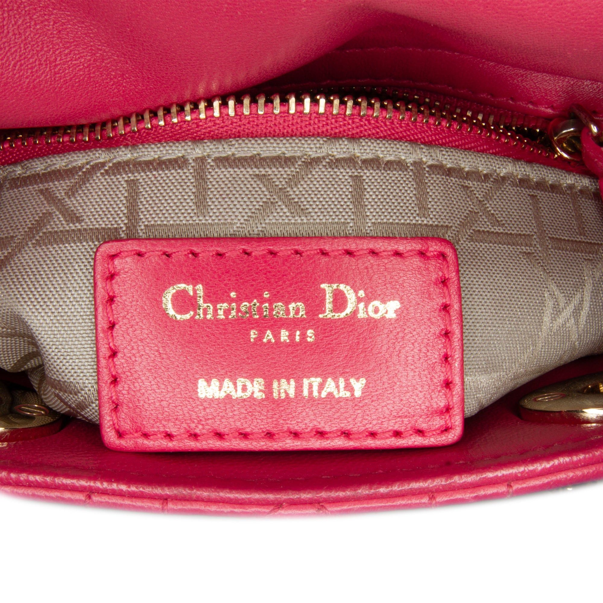 Dior Dior Mini Lambskin Cannage Lady Dior Pink Size ONE SIZE - 8 Thumbnail