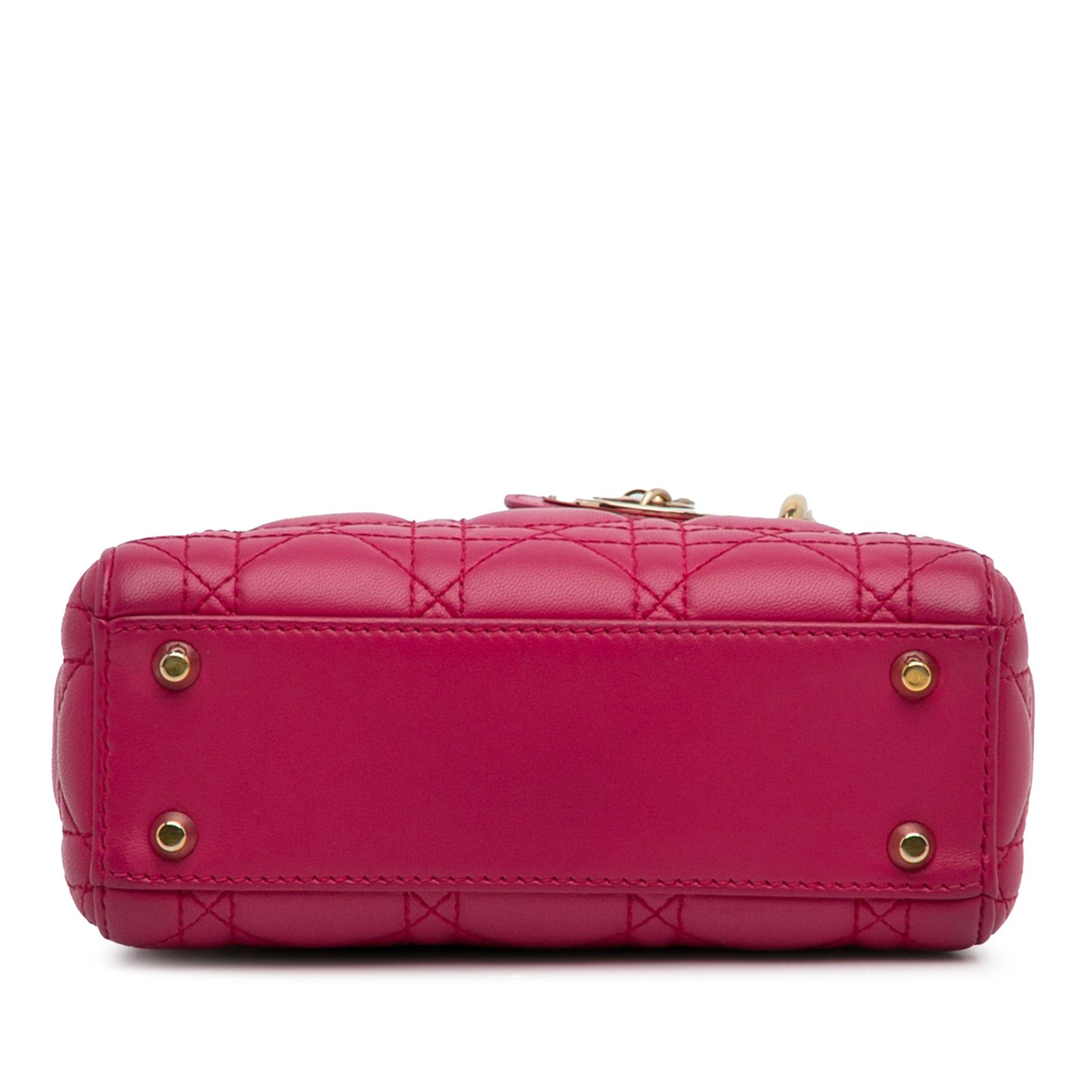 Dior Dior Mini Lambskin Cannage Lady Dior Pink Size ONE SIZE - 6 Thumbnail