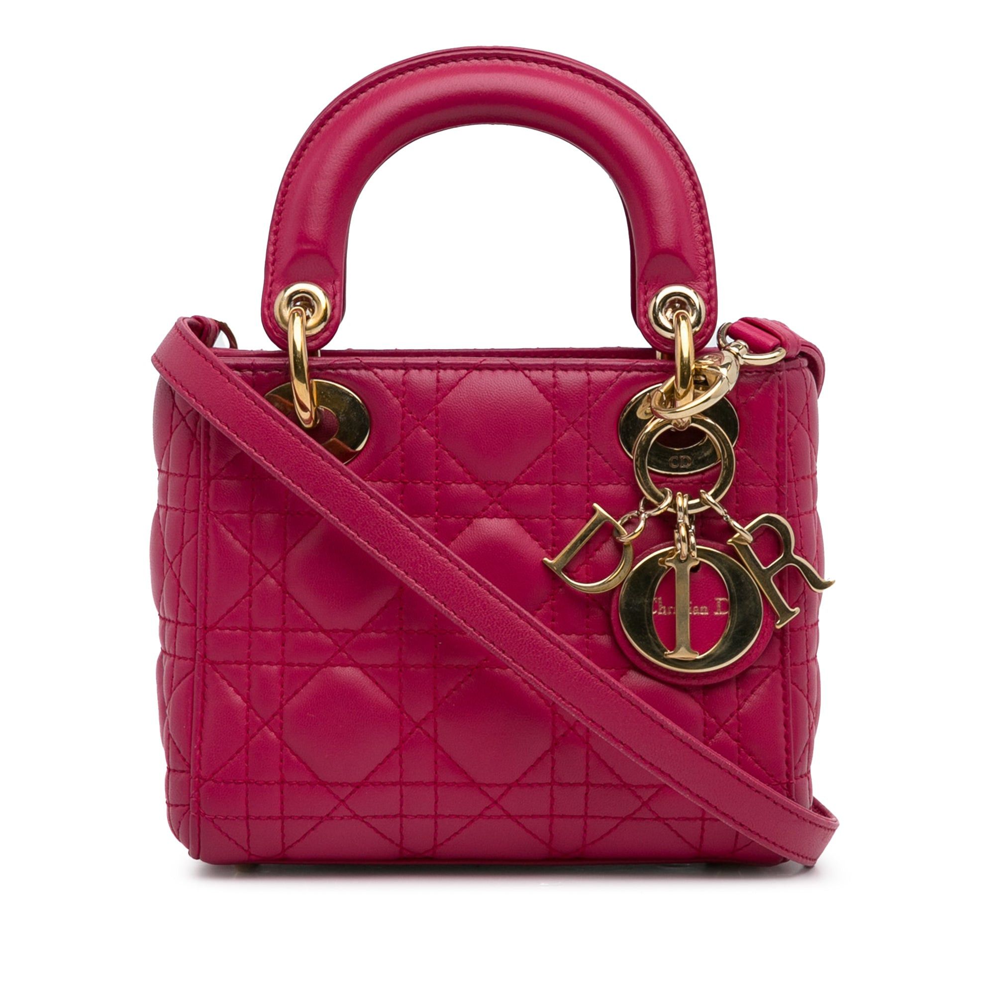 Dior Dior Mini Lambskin Cannage Lady Dior Pink Size ONE SIZE - 2 Thumbnail