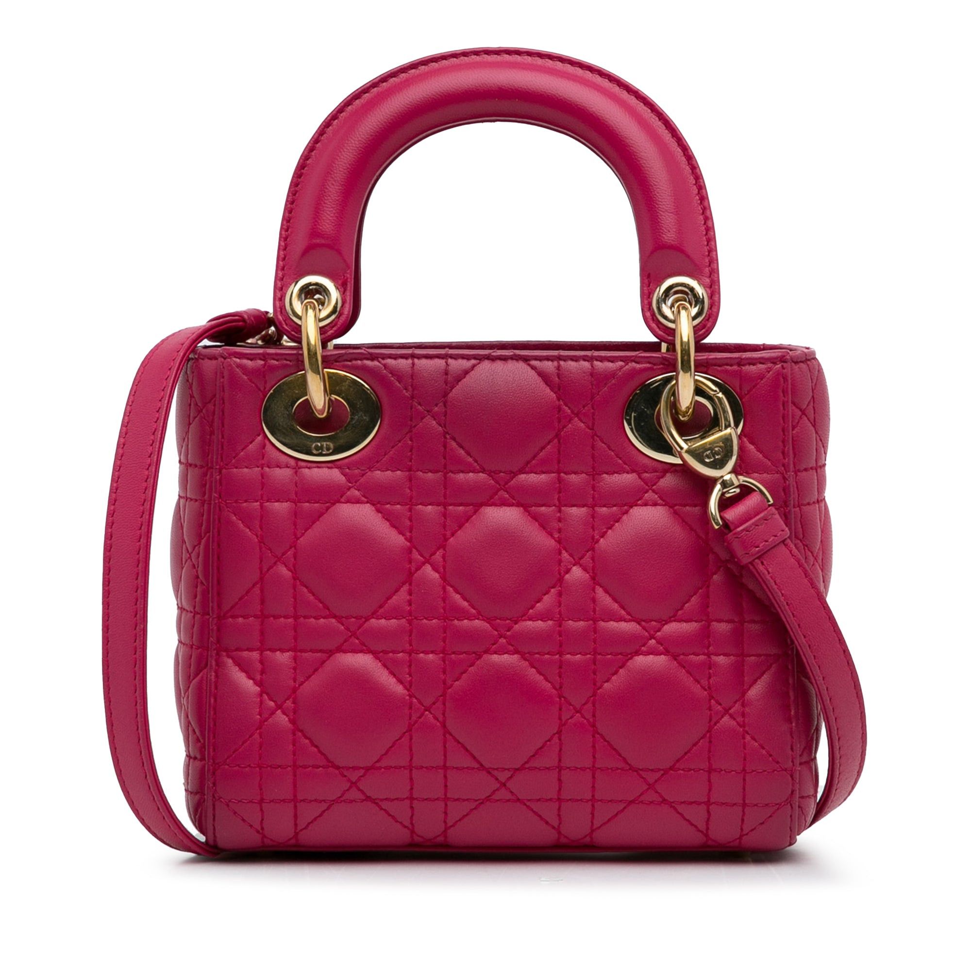 Dior Dior Mini Lambskin Cannage Lady Dior Pink Size ONE SIZE - 5 Thumbnail