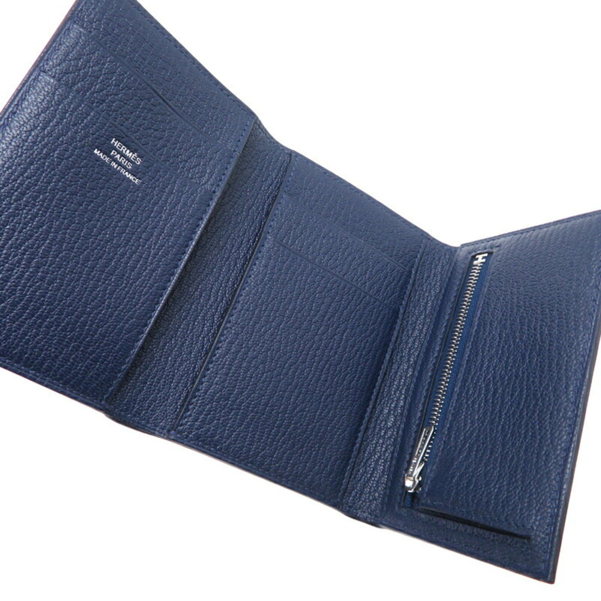 Hermes Hermes W stamp 2024 Bearn Combination Women's Tri-fold Wallet Chevre Navy Size ONE SIZE - 6 Thumbnail