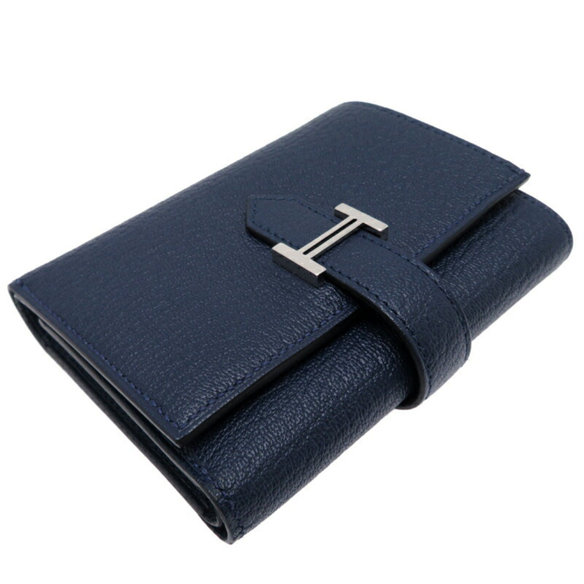 Hermes Hermes W stamp 2024 Bearn Combination Women's Tri-fold Wallet Chevre Navy Size ONE SIZE - 3 Thumbnail